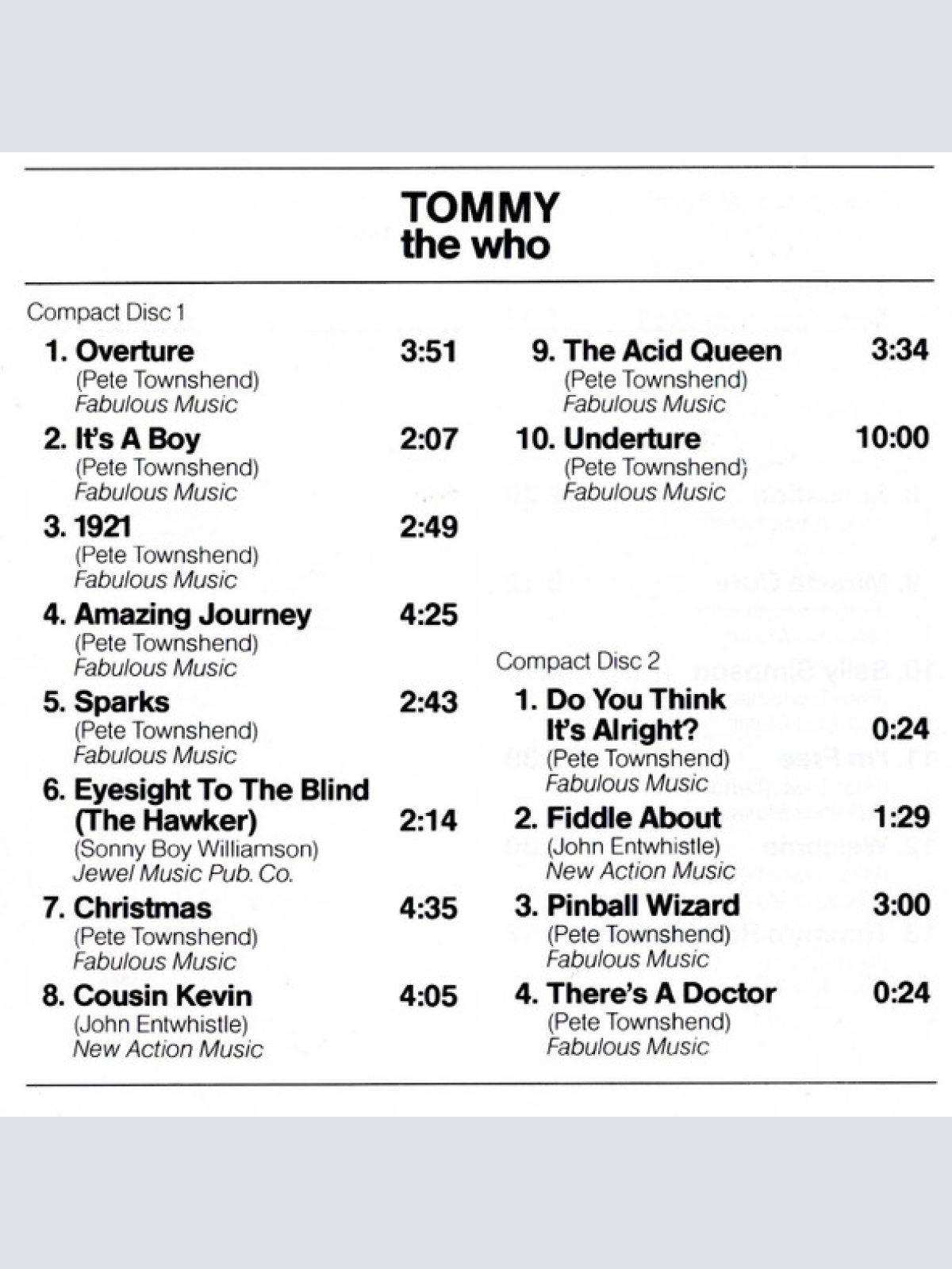 CD / The Who - Tommy