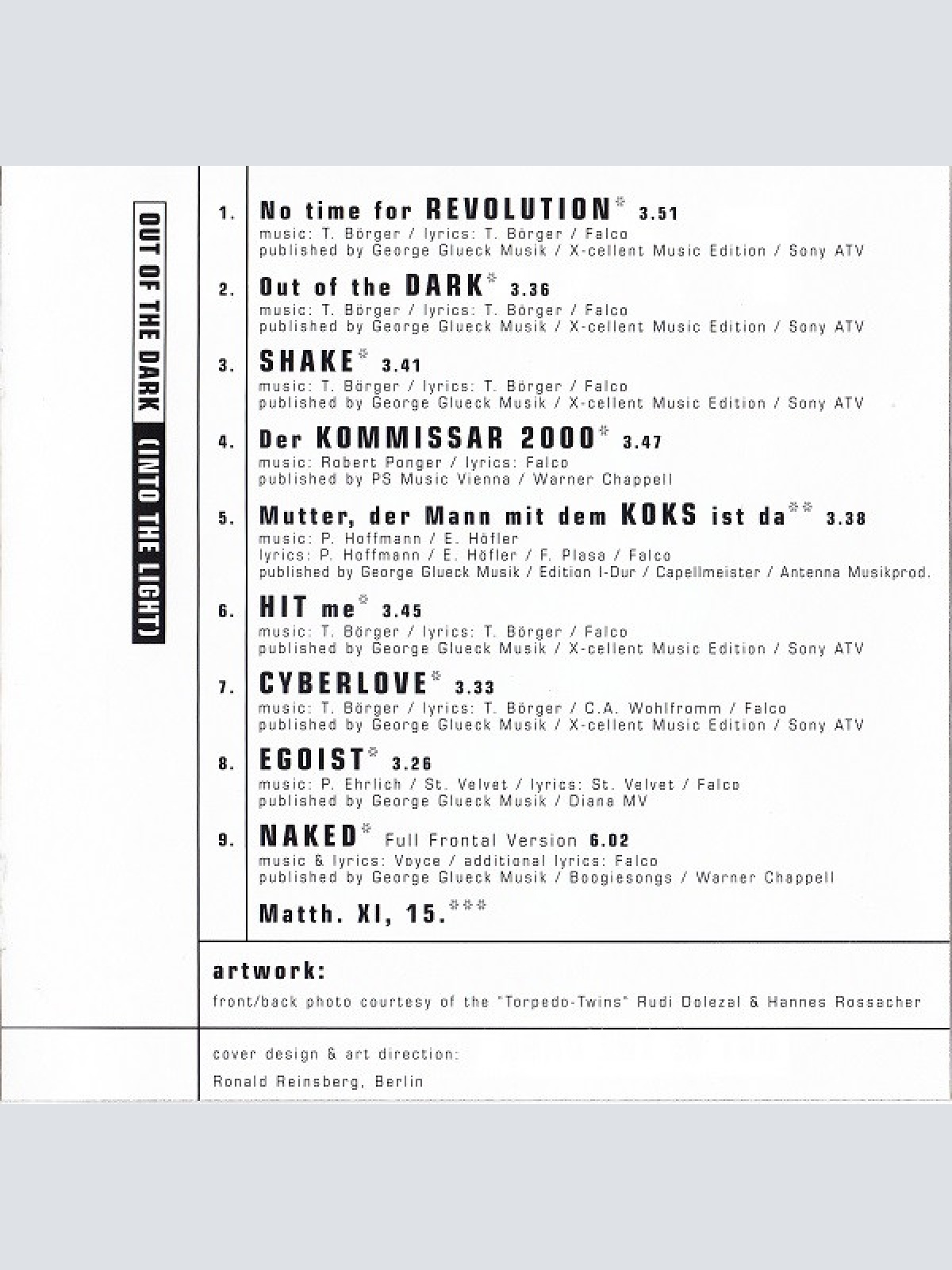 CD / Falco - Out Of The Dark (Into The Light)