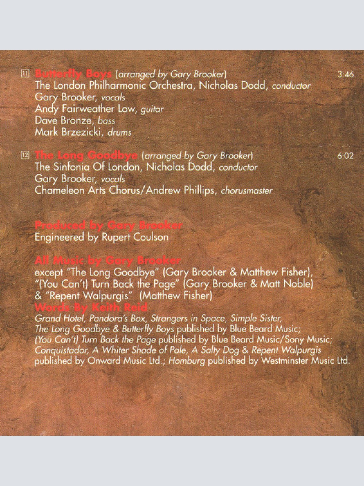 CD / London Symphony Orchestra / London Philharmonic Orchestra / The Sinfonia Of London* / Gary Brooker • Geoff Whitehorn • Dave Bronze • Mark Brzezicki - The Long Goodbye - Symphonic Music Of Procol Harum