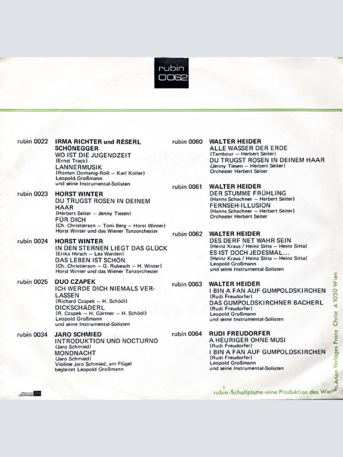 Vinyl / Walter Heider - Des Derf Net Wahr Sein / Es Ist Doch Jedesmal...