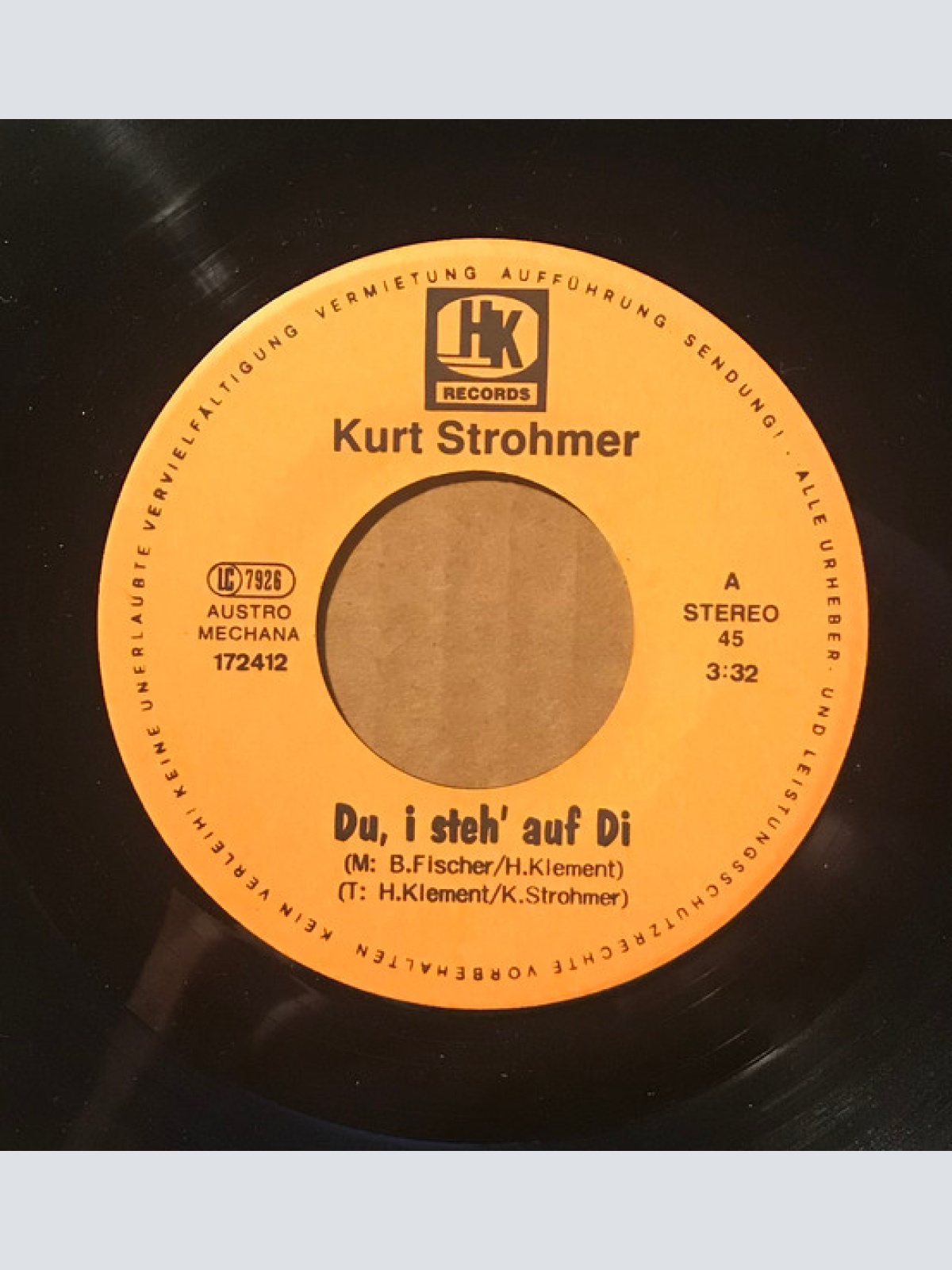 Vinyl / Kurt Strohmer - Du, I Steh Auf Di