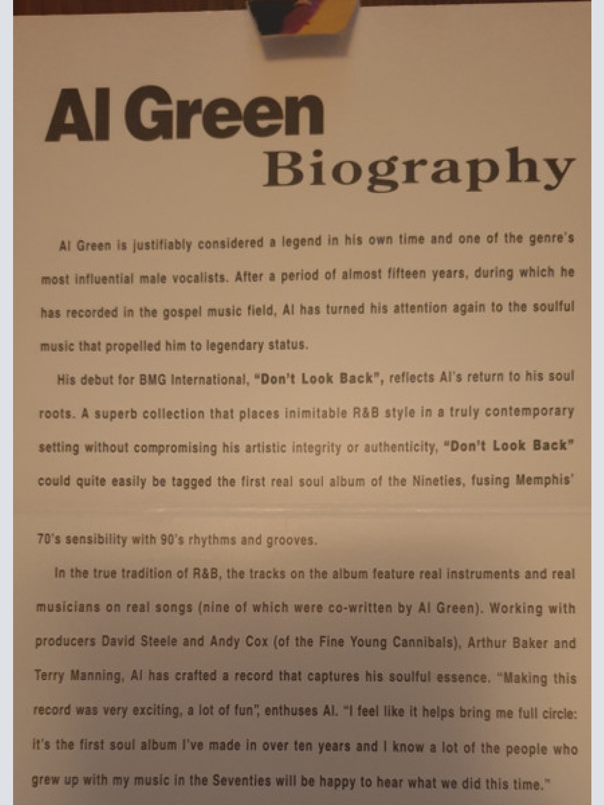 CD / Al Green - Don't Look Back