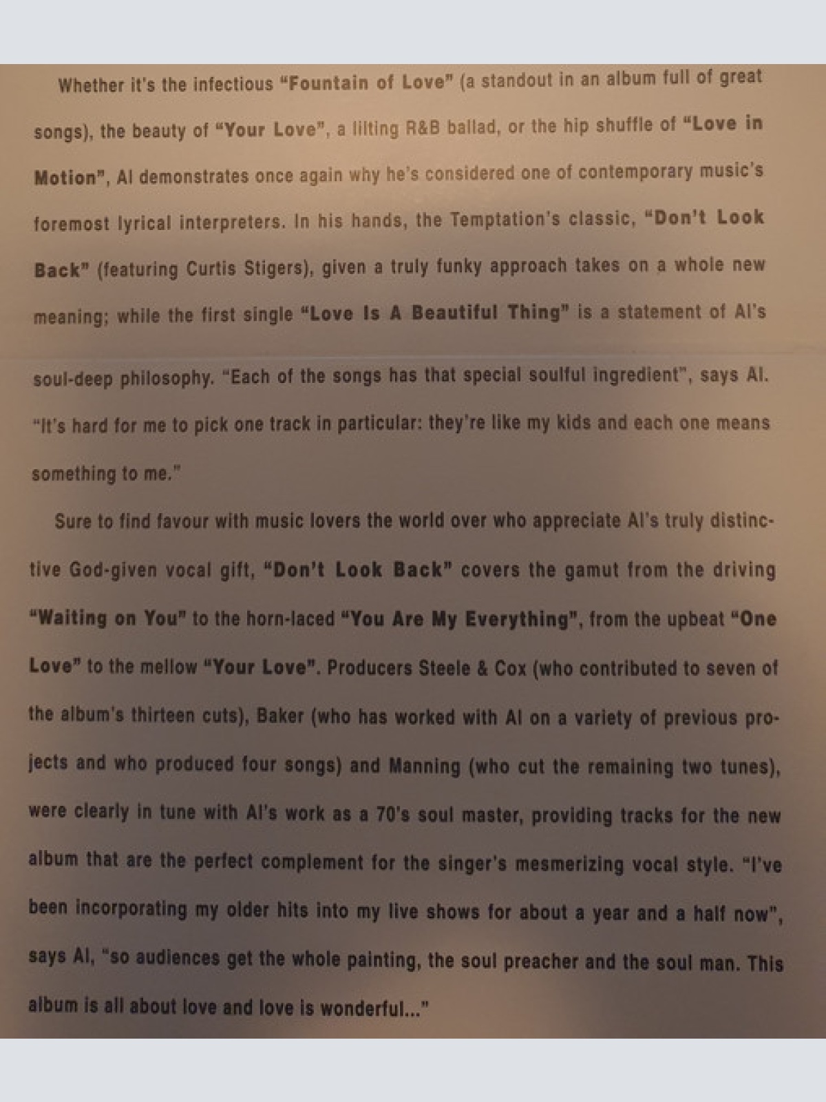 CD / Al Green - Don't Look Back