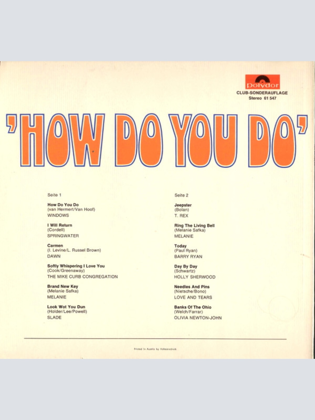 Vinyl / Various - ''How Do You Do'