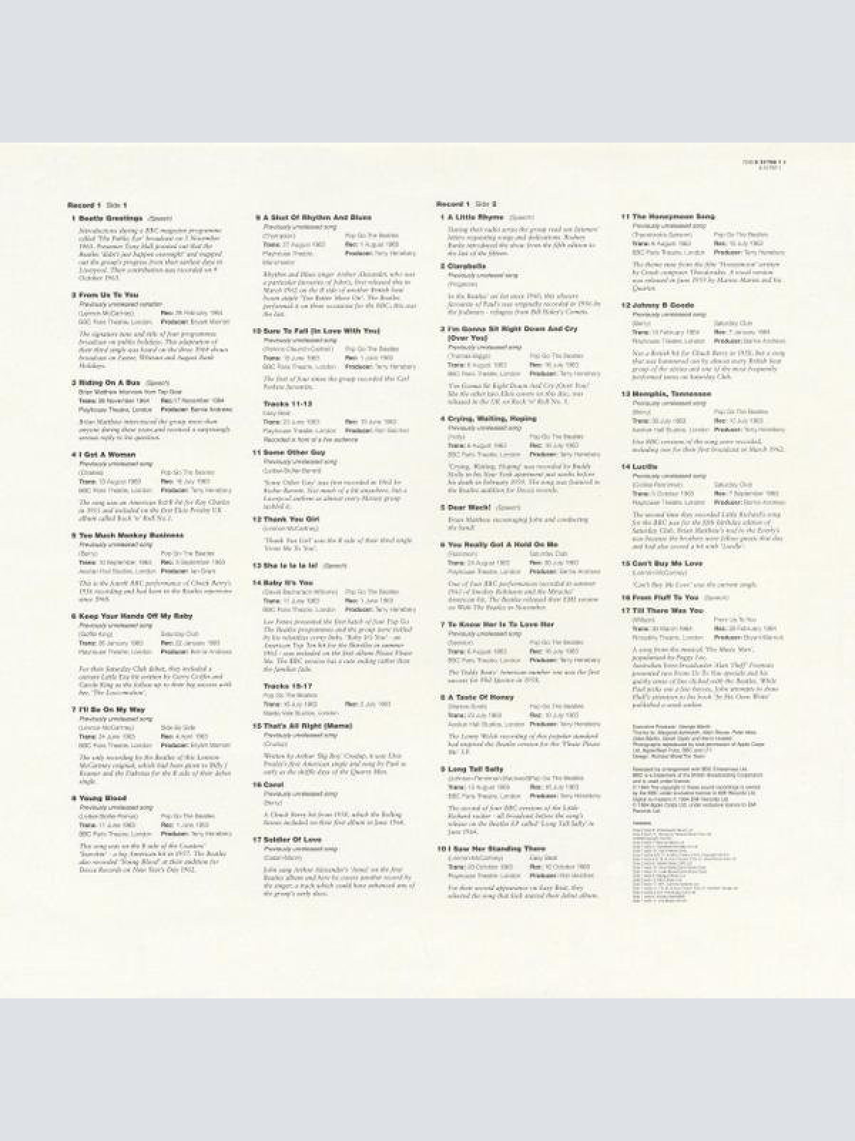 Vinyl / The Beatles - Live At The BBC