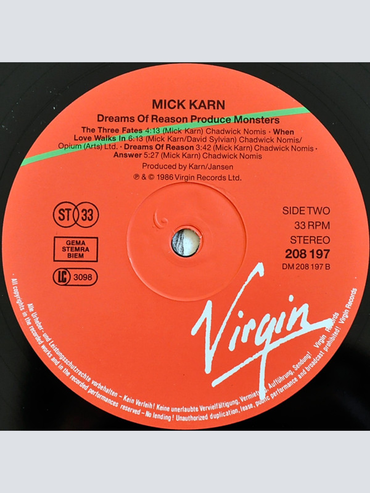 Vinyl / Mick Karn - Dreams Of Reason Produce Monsters