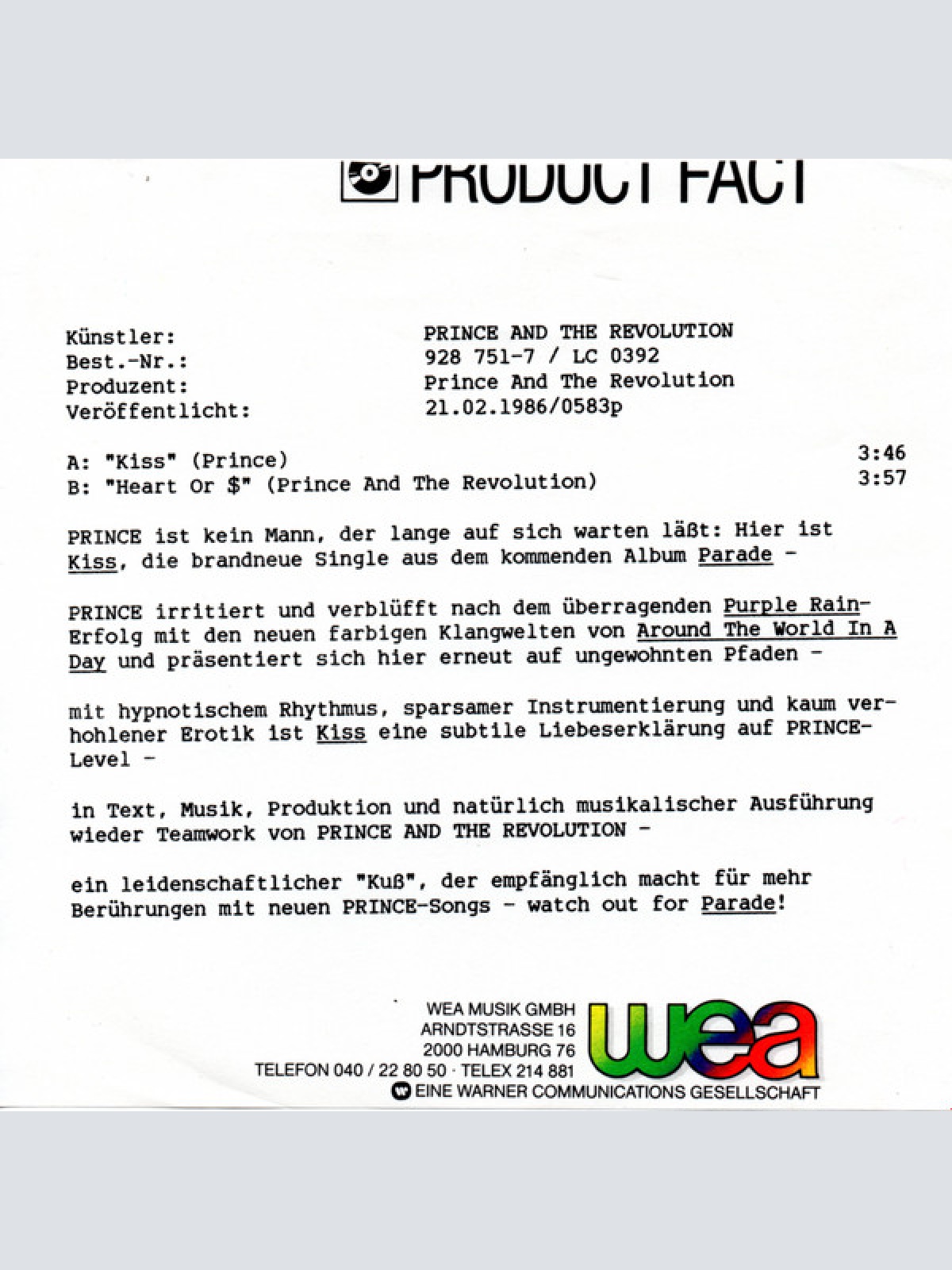 Vinyl / Prince And The Revolution - Kiss