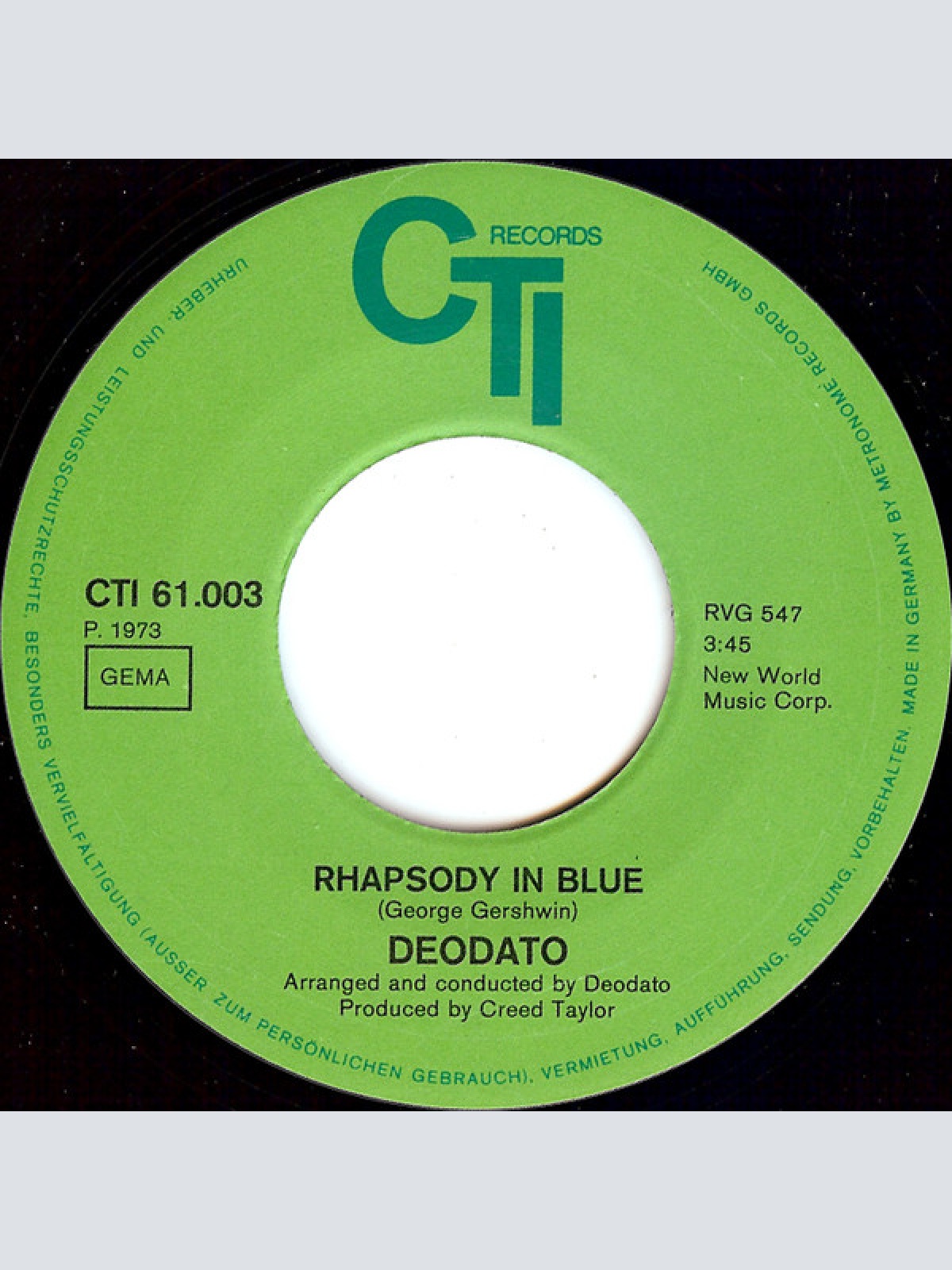 Vinyl / Deodato* - Rhapsody In Blue