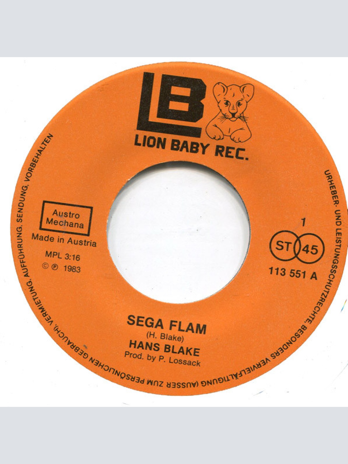 Vinyl / Hans Blake - Sega Flame