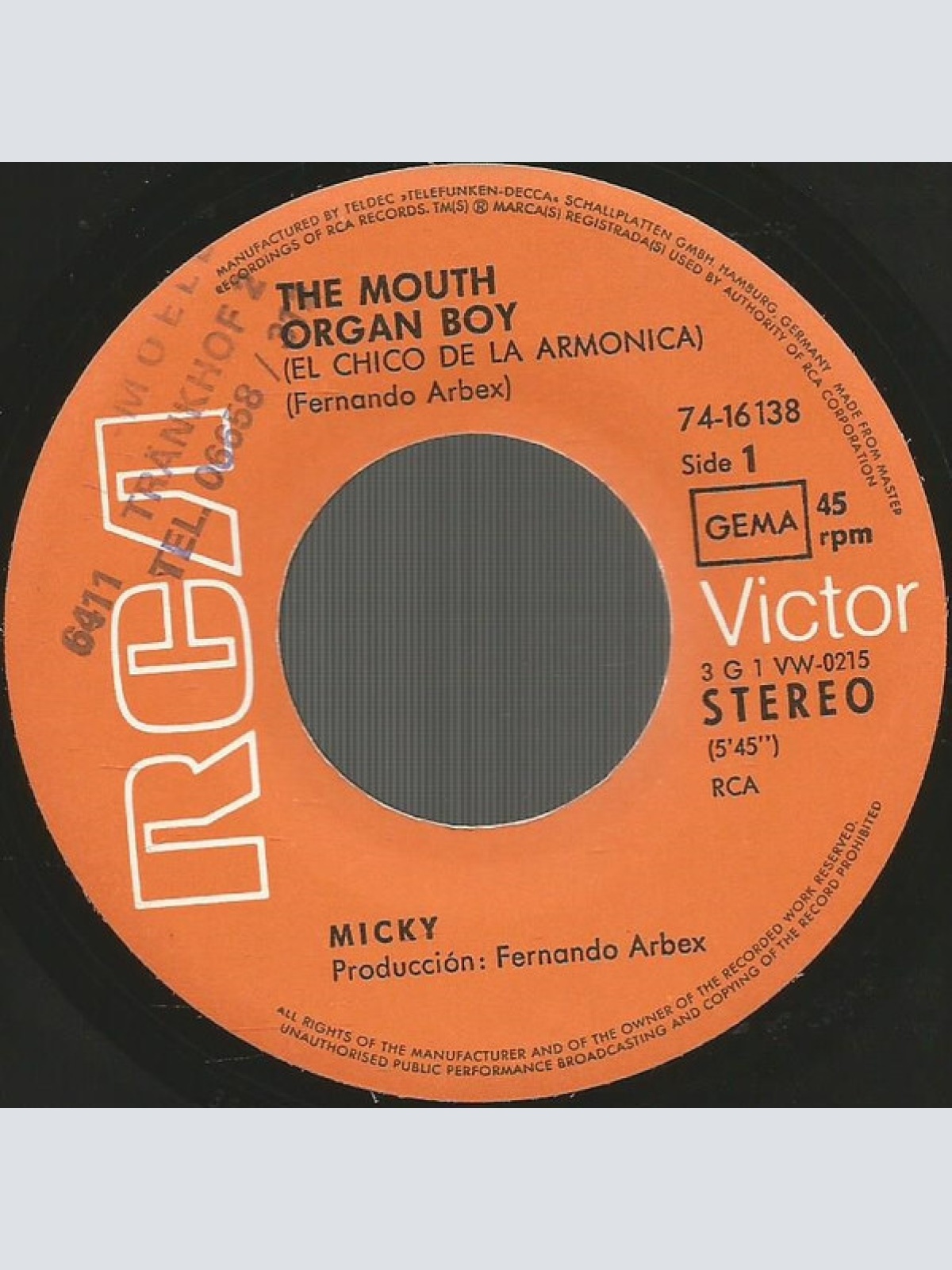Vinyl / Micky (3) - The Mouth Organ Boy