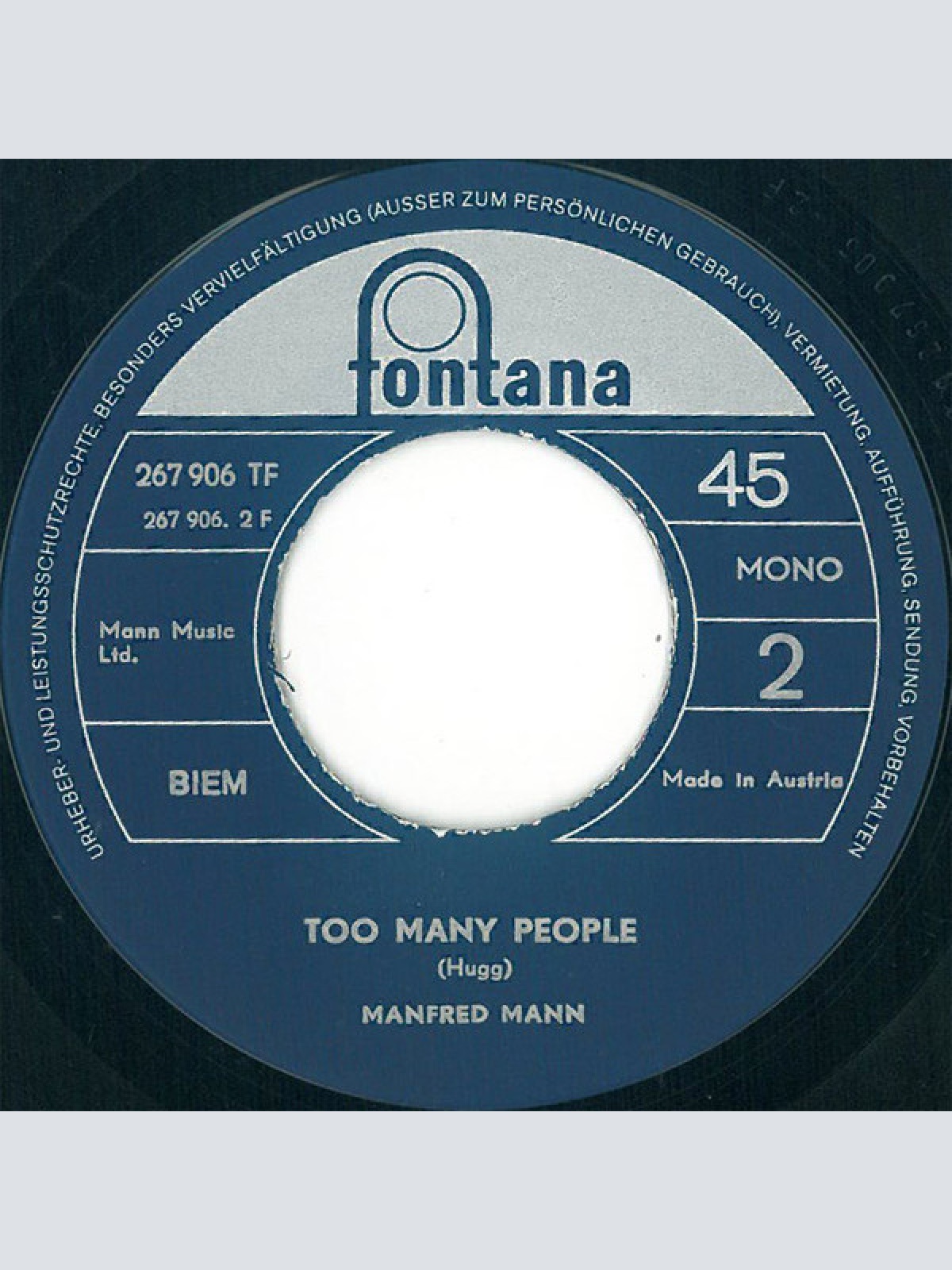 Vinyl / Manfred Mann - Fox On The Run / Too Many People