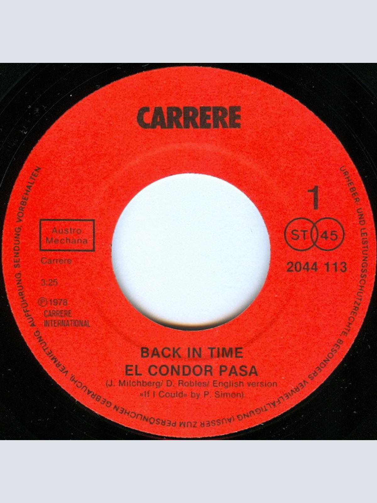 Vinyl / Back In Time - El Condor Pasa