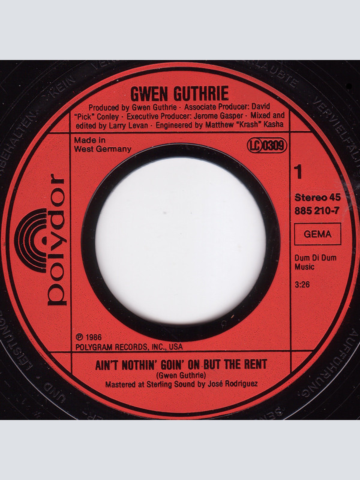 Vinyl / Gwen Guthrie - Ain't Nothin' Goin' On But The Rent