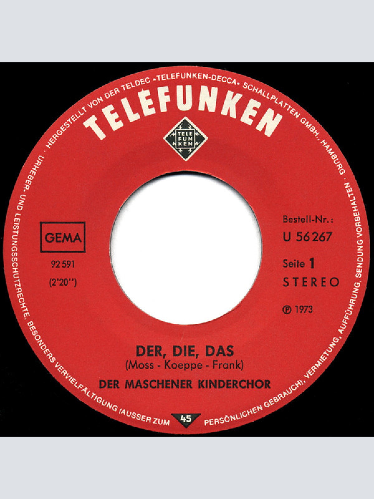 Vinyl / Bernd Kreibich Und Der Maschener Kinderchor - Aus Der Fernsehserie Sesamstrasse Die Titelmelodie Der Die Das Und Das Quietsche-Entchen