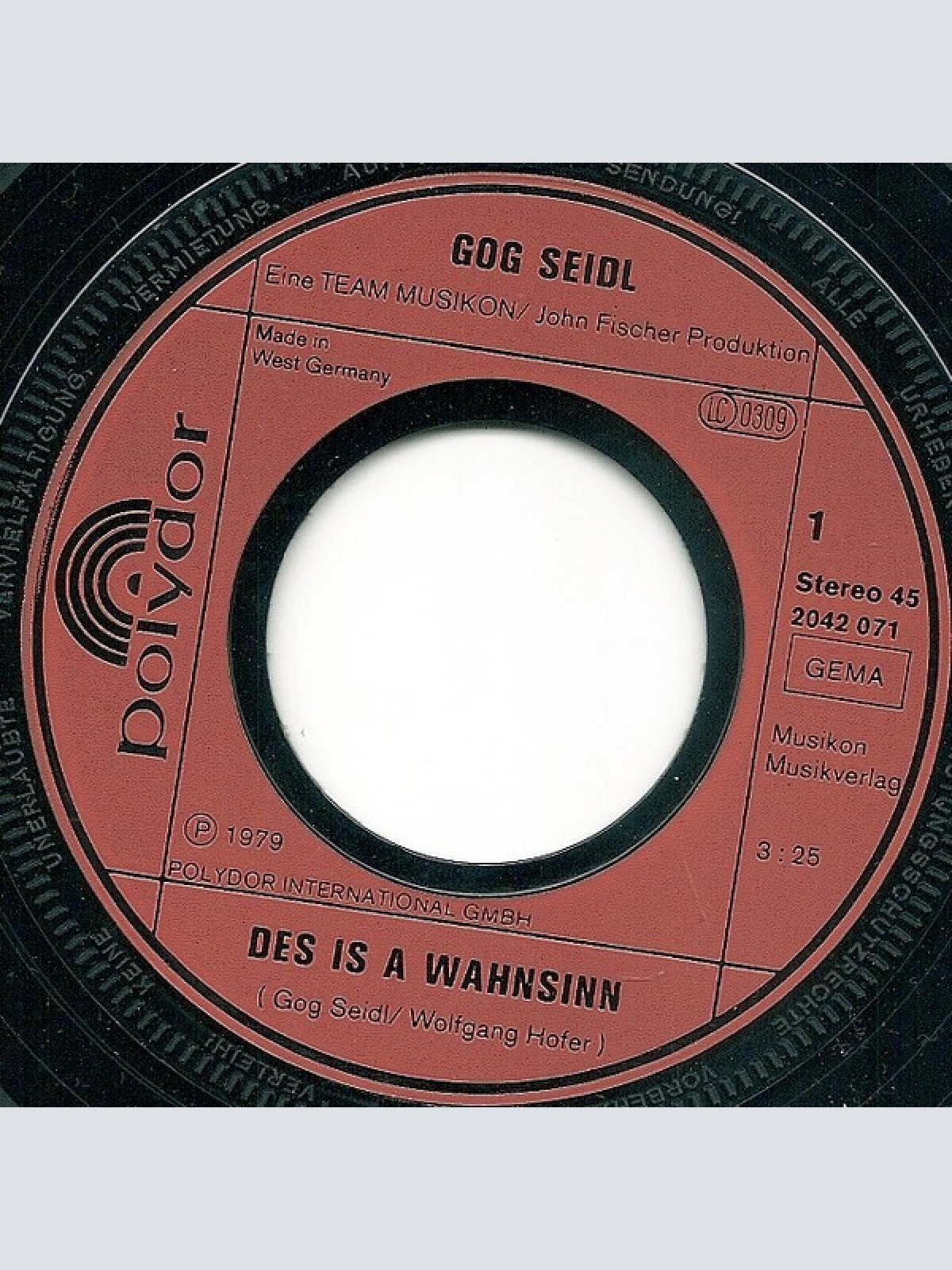 Vinyl / Gog Seidl - Des Is A Wahnsinn