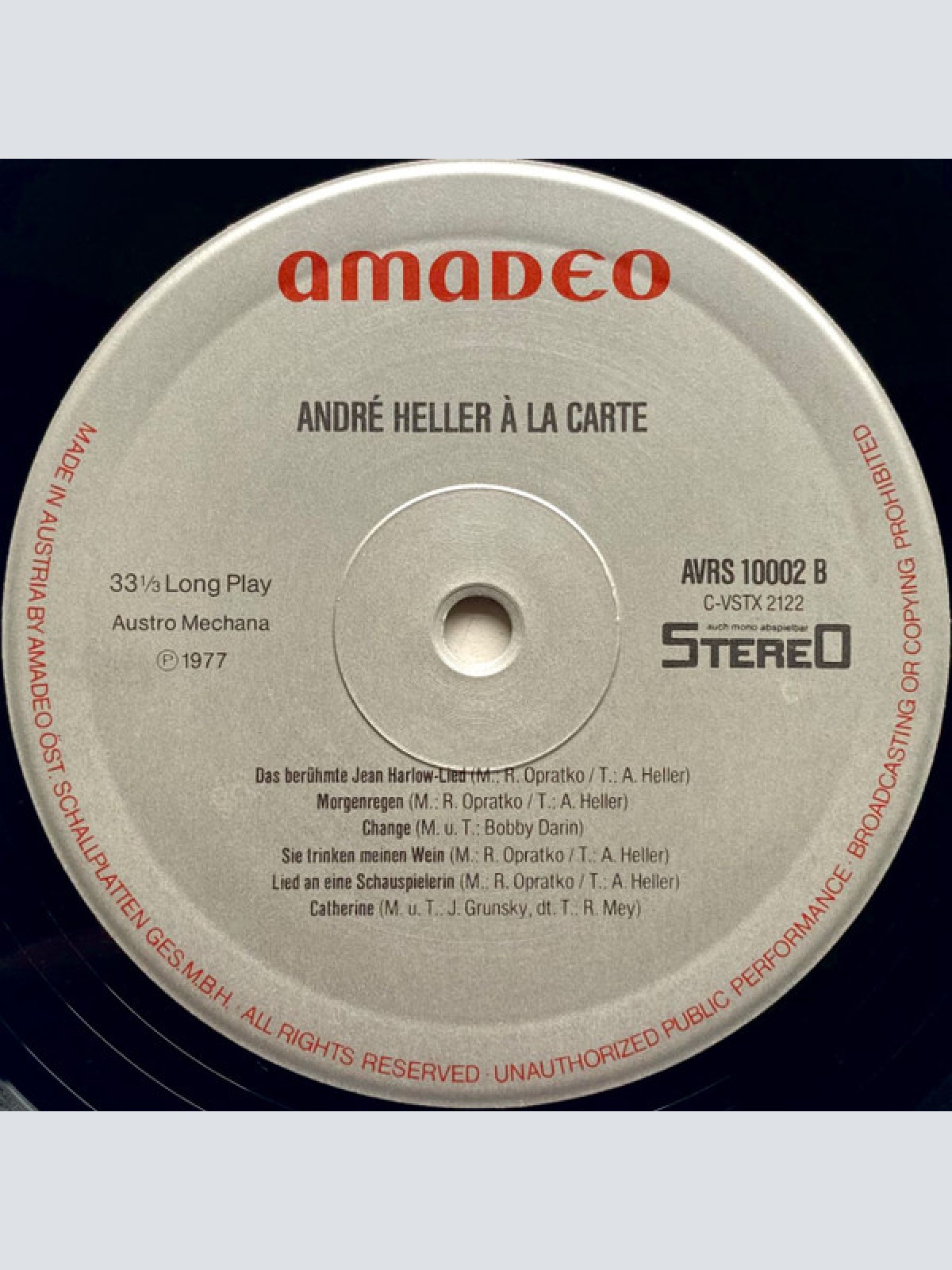 Vinyl / André Heller - A La Carte