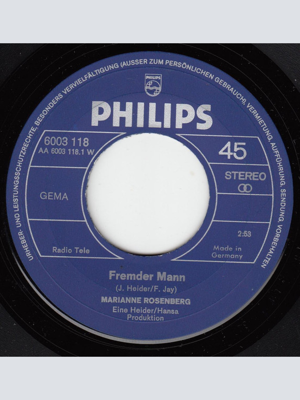 Vinyl / Marianne Rosenberg - Fremder Mann