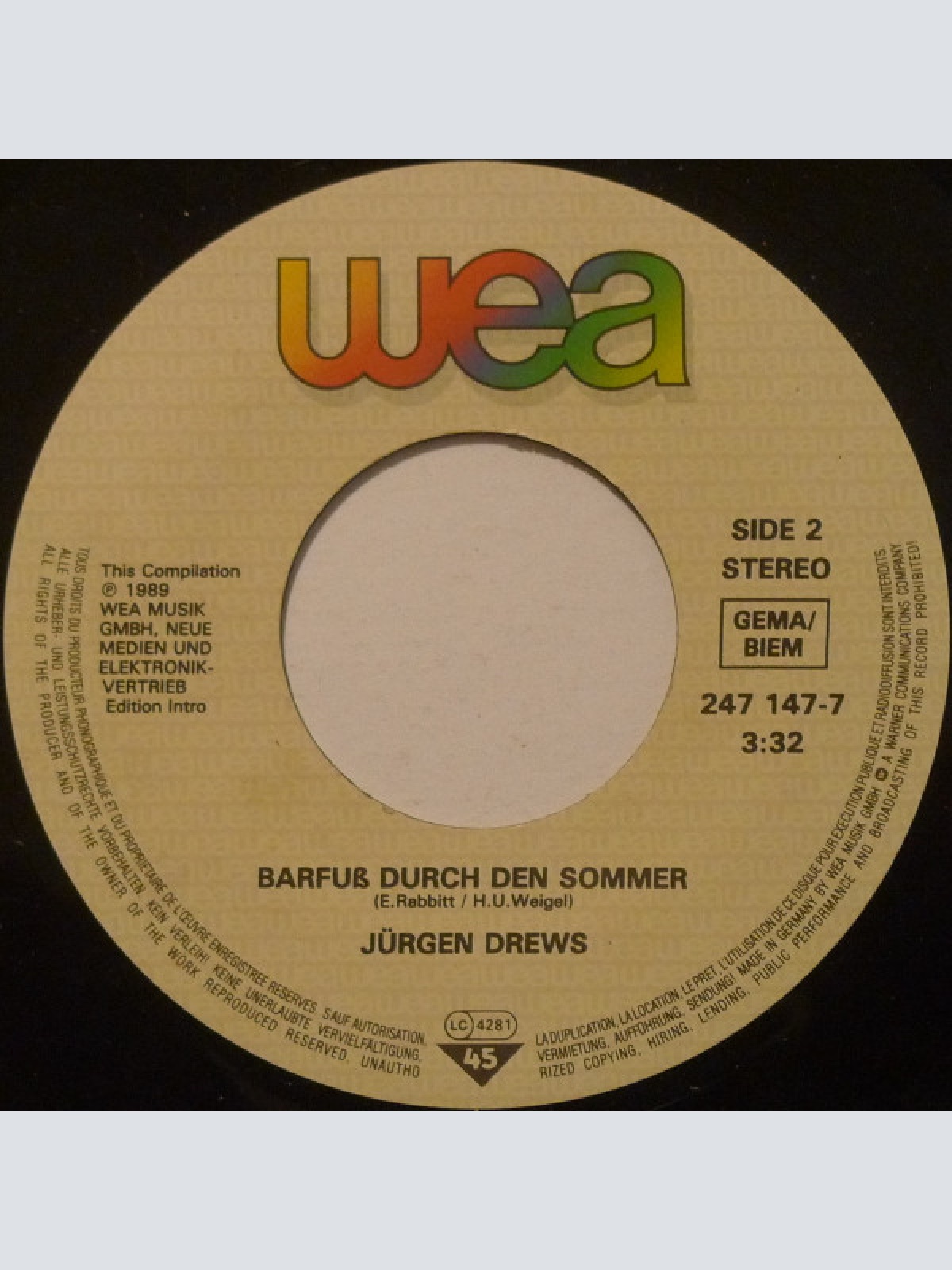 Vinyl / Jürgen Drews - Ein Bett Im Kornfeld / Barfuß Durch Den Sommer