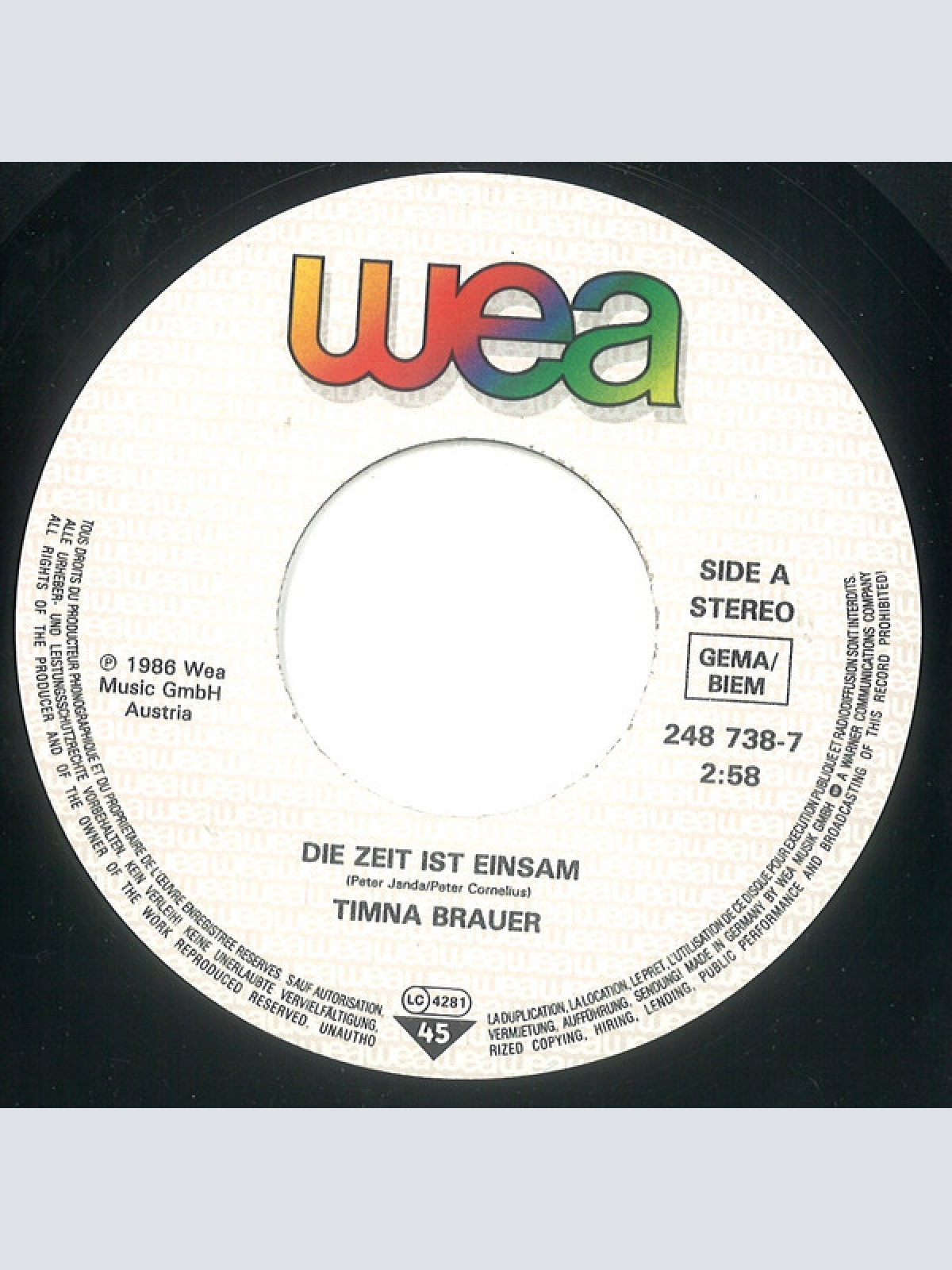 Vinyl / Timna Brauer - Die Zeit Ist Einsam