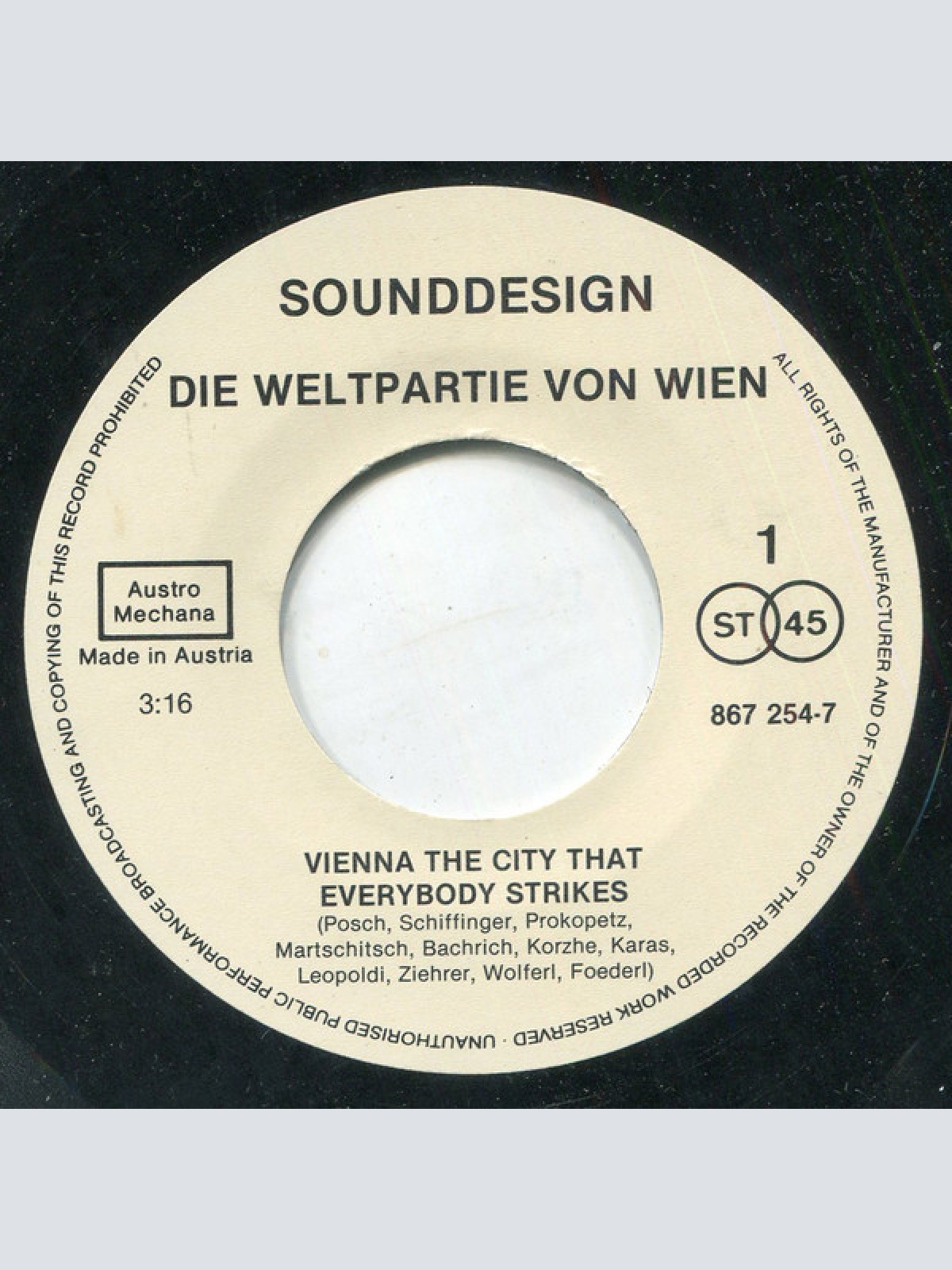 Vinyl / Die Weltpartie Von Wien - Vienna, The City That Everybody Strikes / Vienna Dance Groove