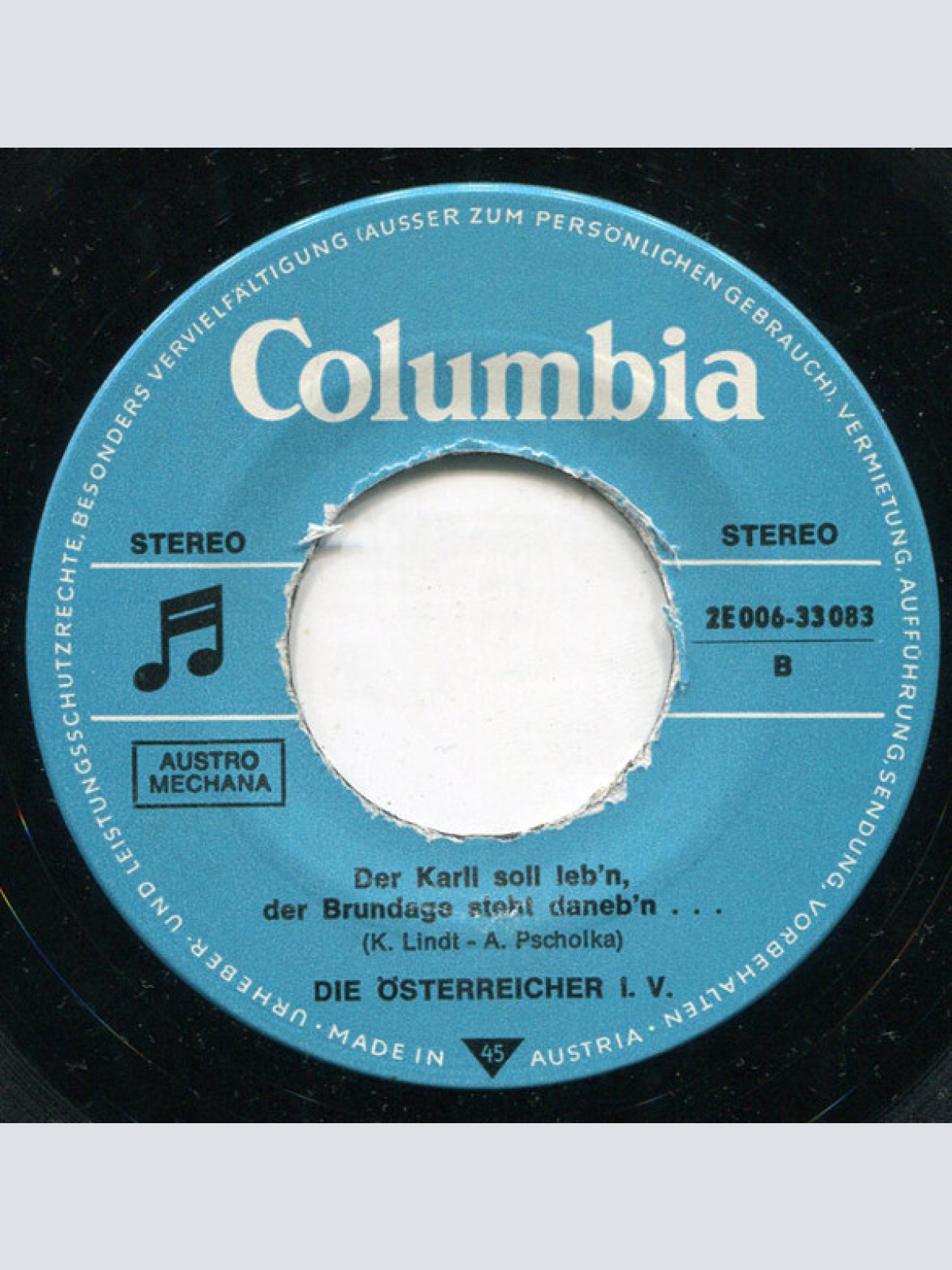 Vinyl / Die Österreicher i.V. - Der Karli Soll Leb'n, Der Brundage Steht Daneb'n