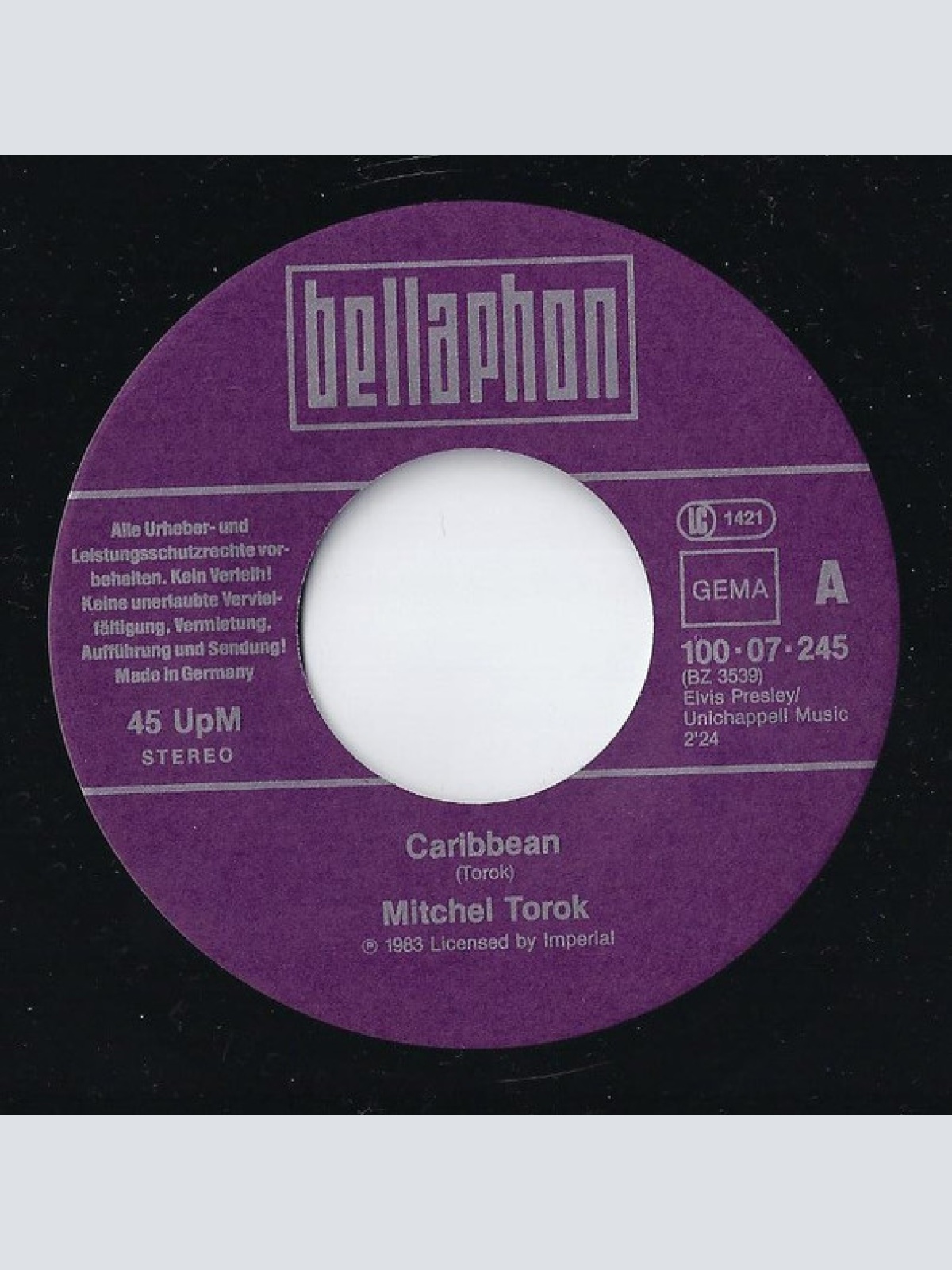 Vinyl / Mitchel Torok* / Johnny Cymbal - Caribbean / Mr. Bass Man