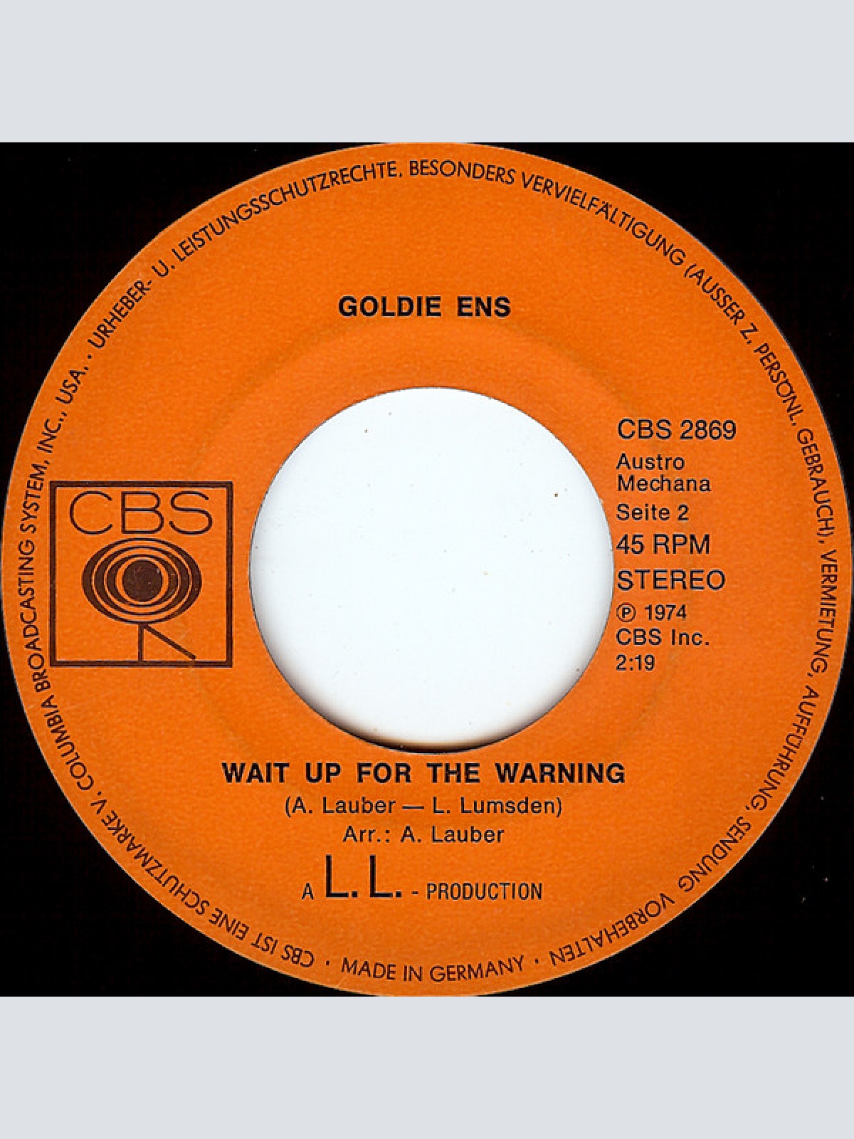 Vinyl / Goldie Ens - Good Bye Joe