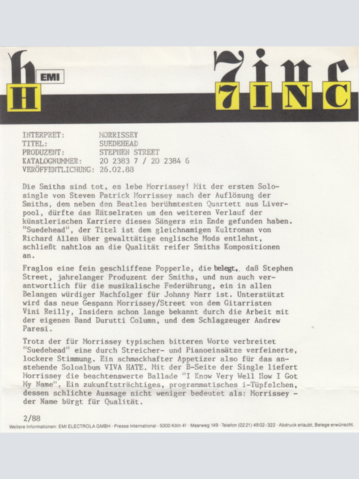 Vinyl / Morrissey - Suedehead