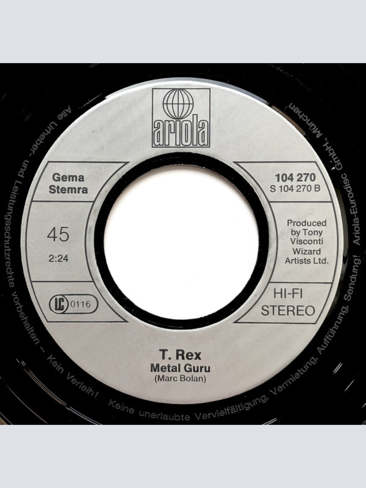 Vinyl / T. Rex - Telegram Sam / Metal Guru