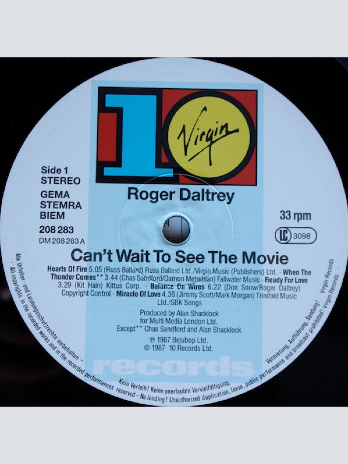 Vinyl / Roger Daltrey - Can't Wait To See The Movie