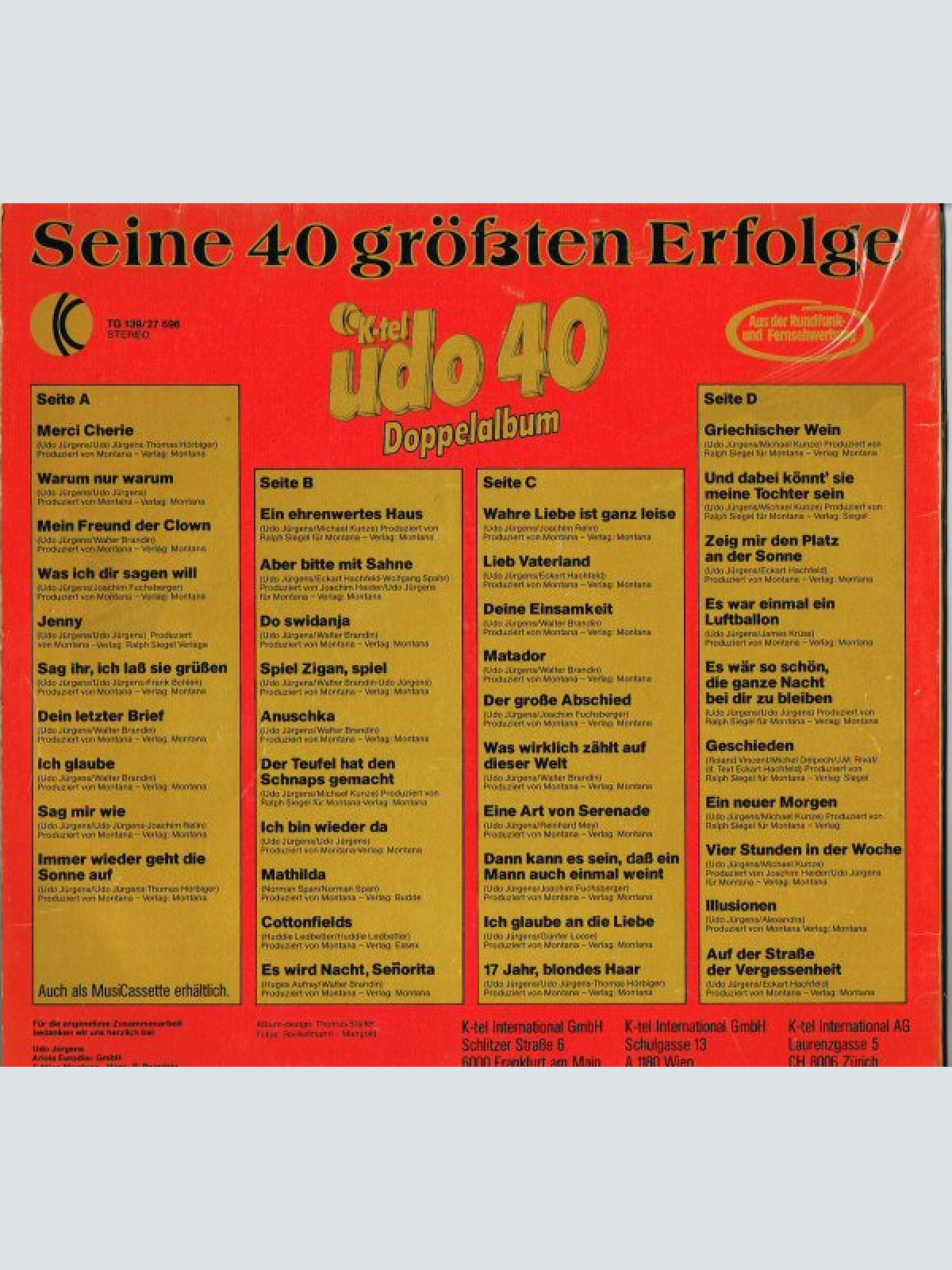 Vinyl / Udo Jürgens - Udo 40 - Seine 40 Größten Erfolge