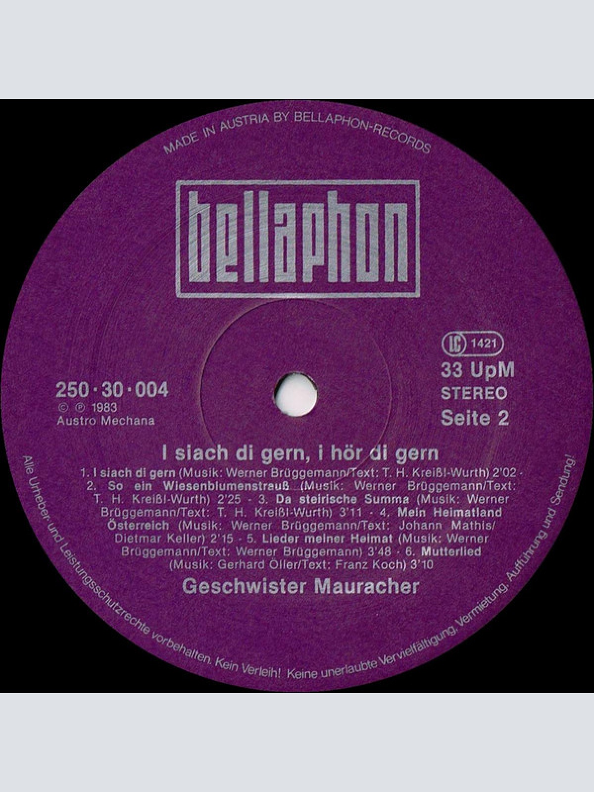 Vinyl / Geschwister Mauracher - I Siach Di Gern, I Hör Di Gern