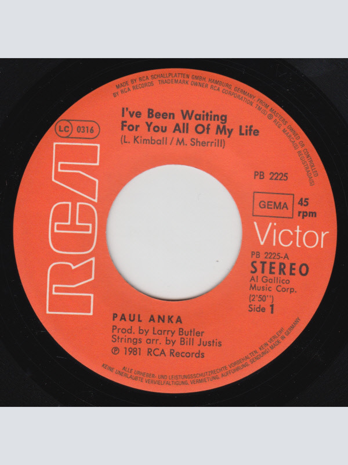 Vinyl / Paul Anka - I've Been Waiting For You All Of My Life