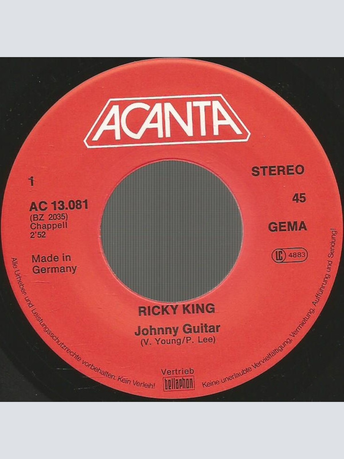 Vinyl / Ricky King - Johnny Guitar / Wheels