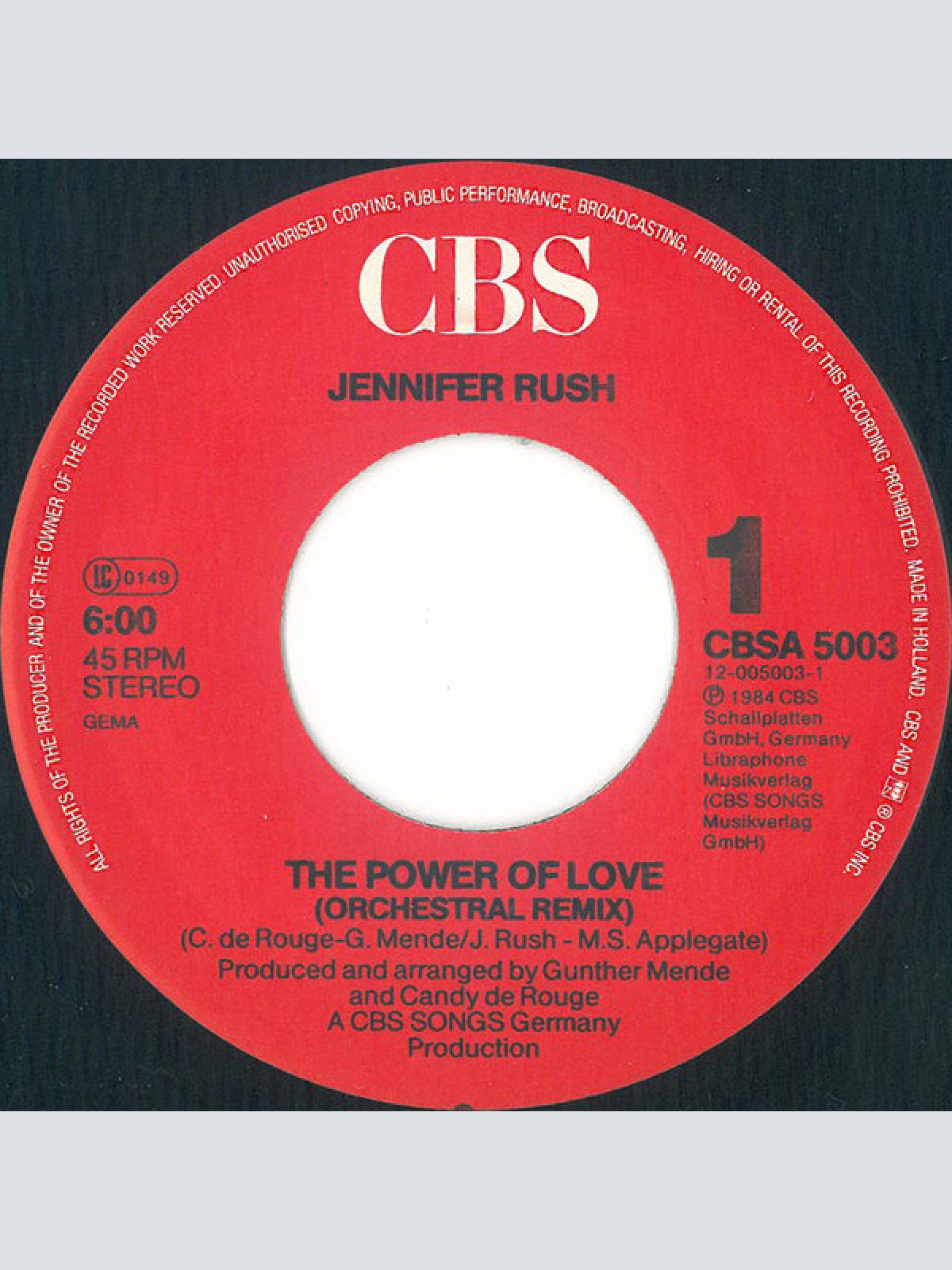 Vinyl / Jennifer Rush - The Power Of Love (Orchestral Remix)