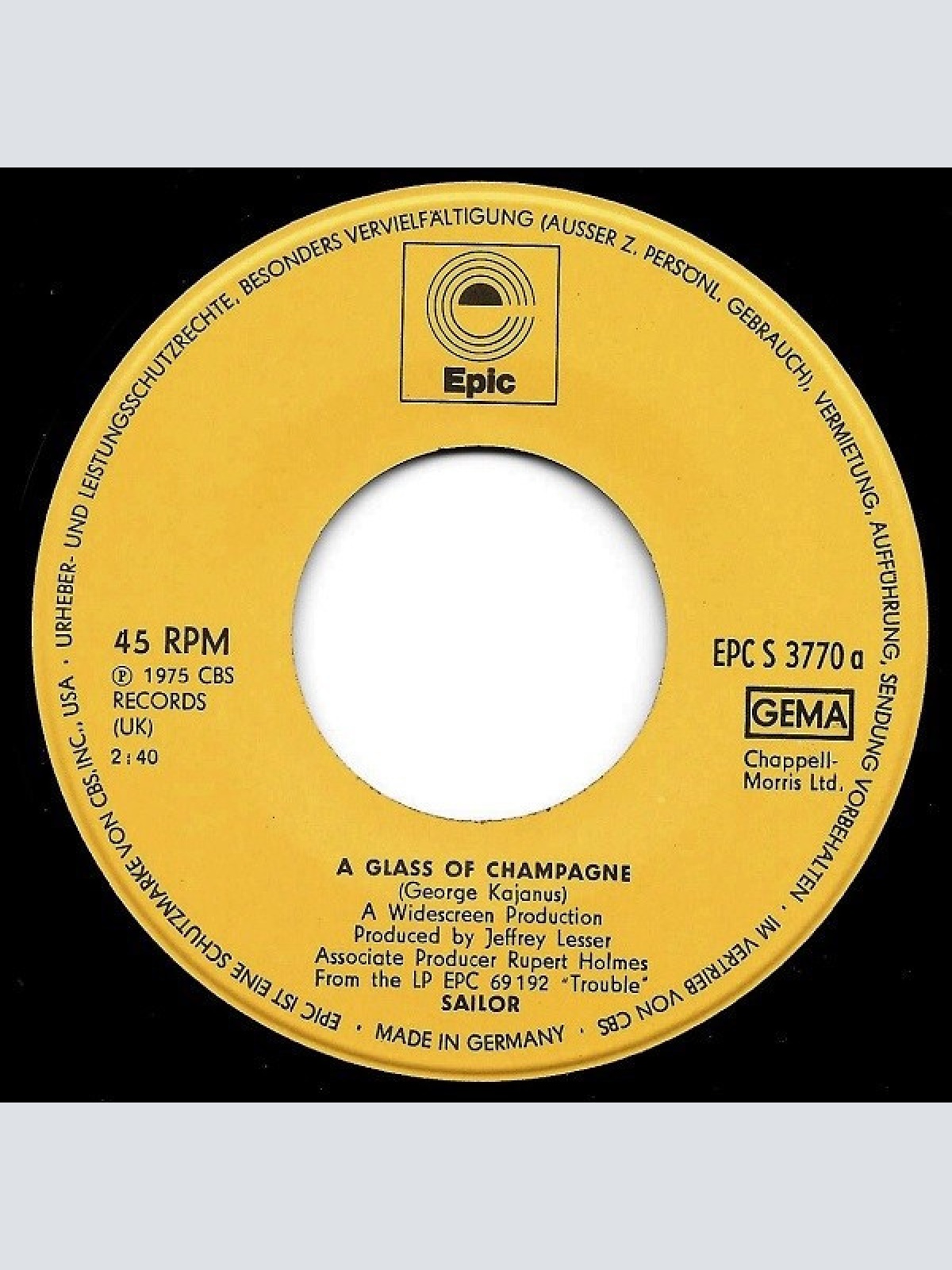 Vinyl / Sailor - A Glass Of Champagne