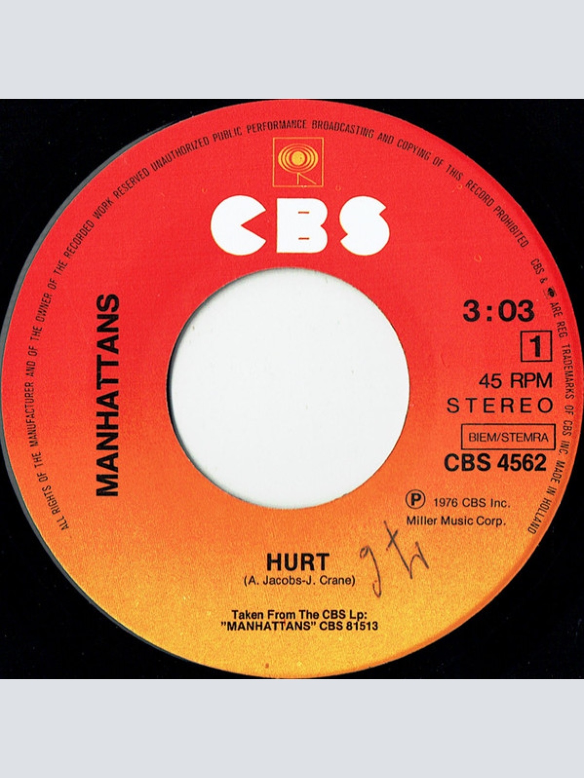 Vinyl / The Manhattans* - Hurt