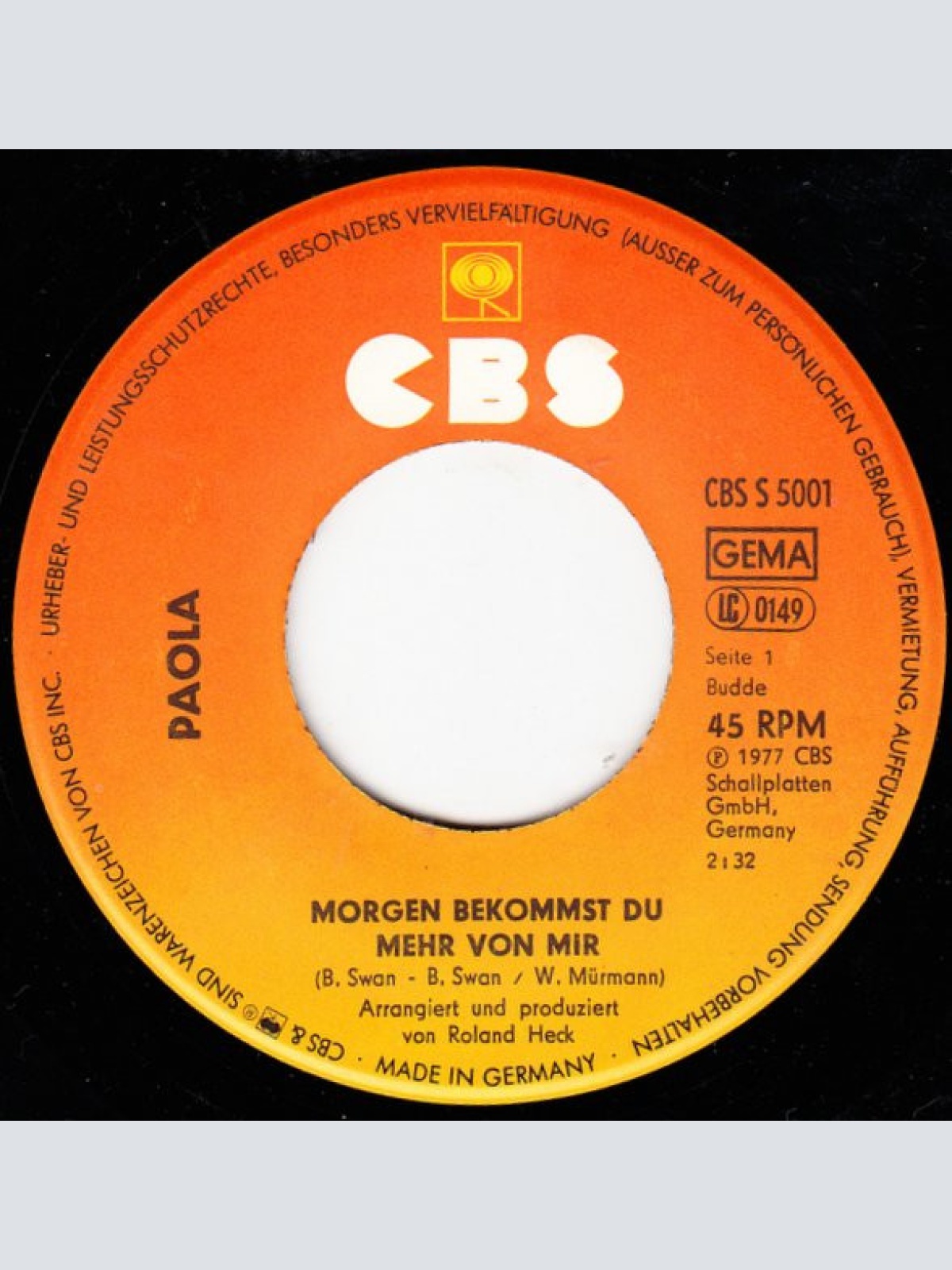 Vinyl / Paola (2) - Morgen Bekommst Du Mehr Von Mir...