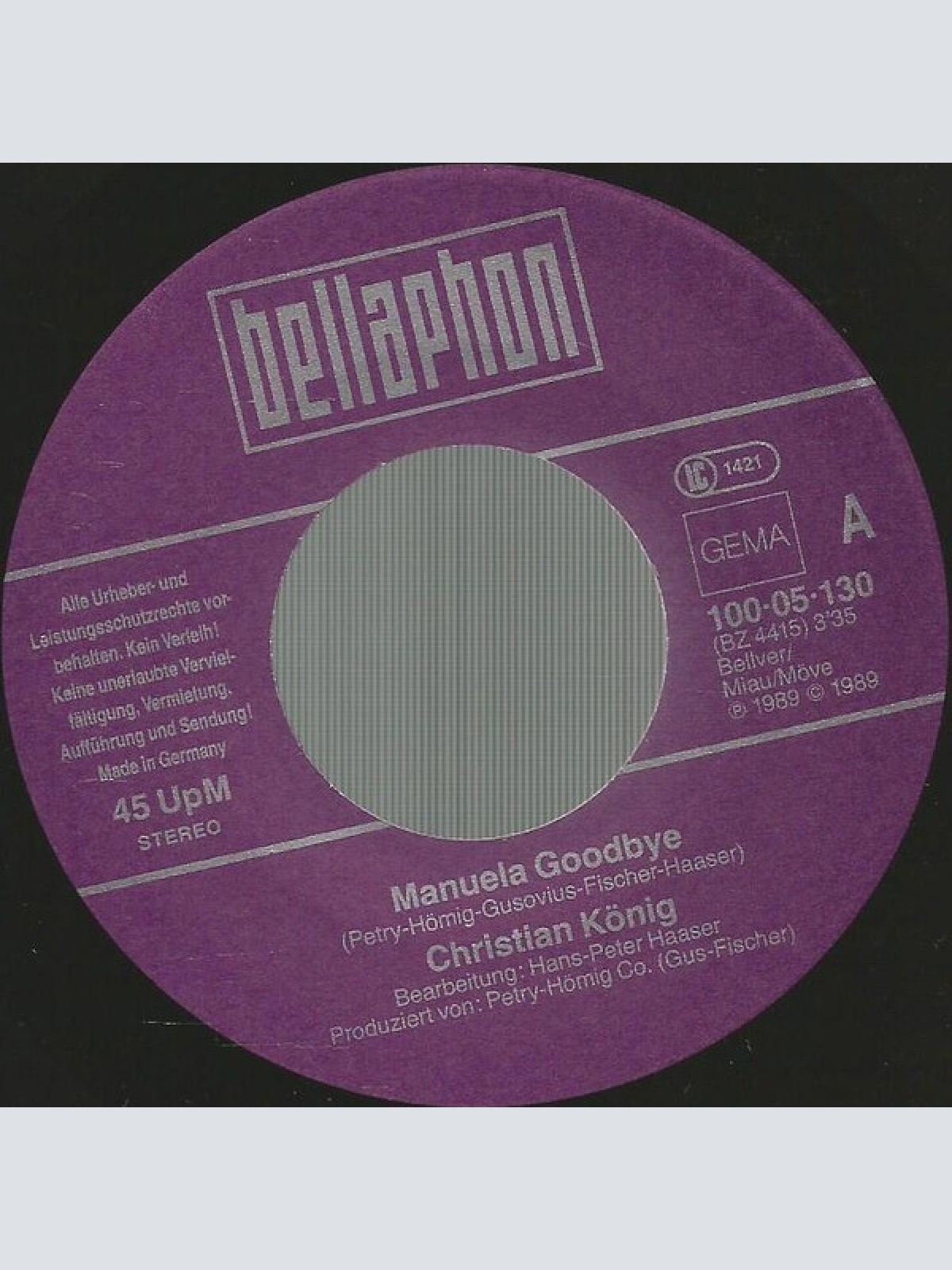 Vinyl / Christian König - Manuela Goodbye