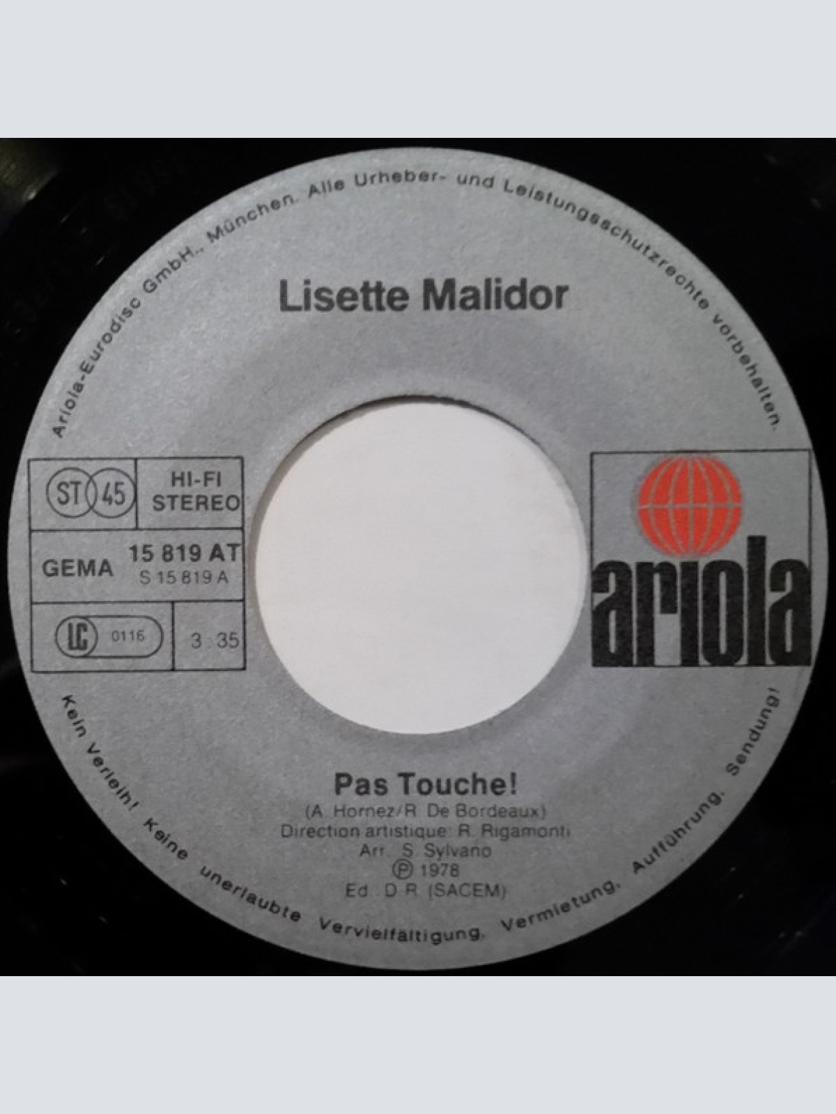 Vinyl / Lisette Malidor - Pas Touche!
