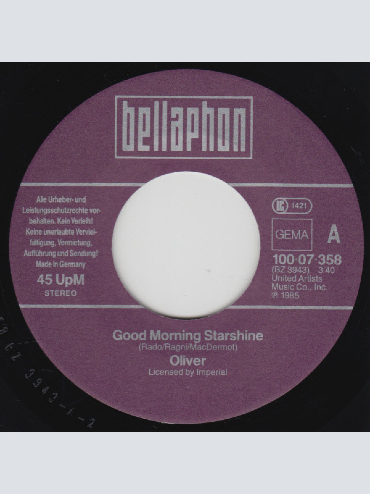 Vinyl / Oliver (6) / Melanie (2) - Good Morning Starshine / Lay Down