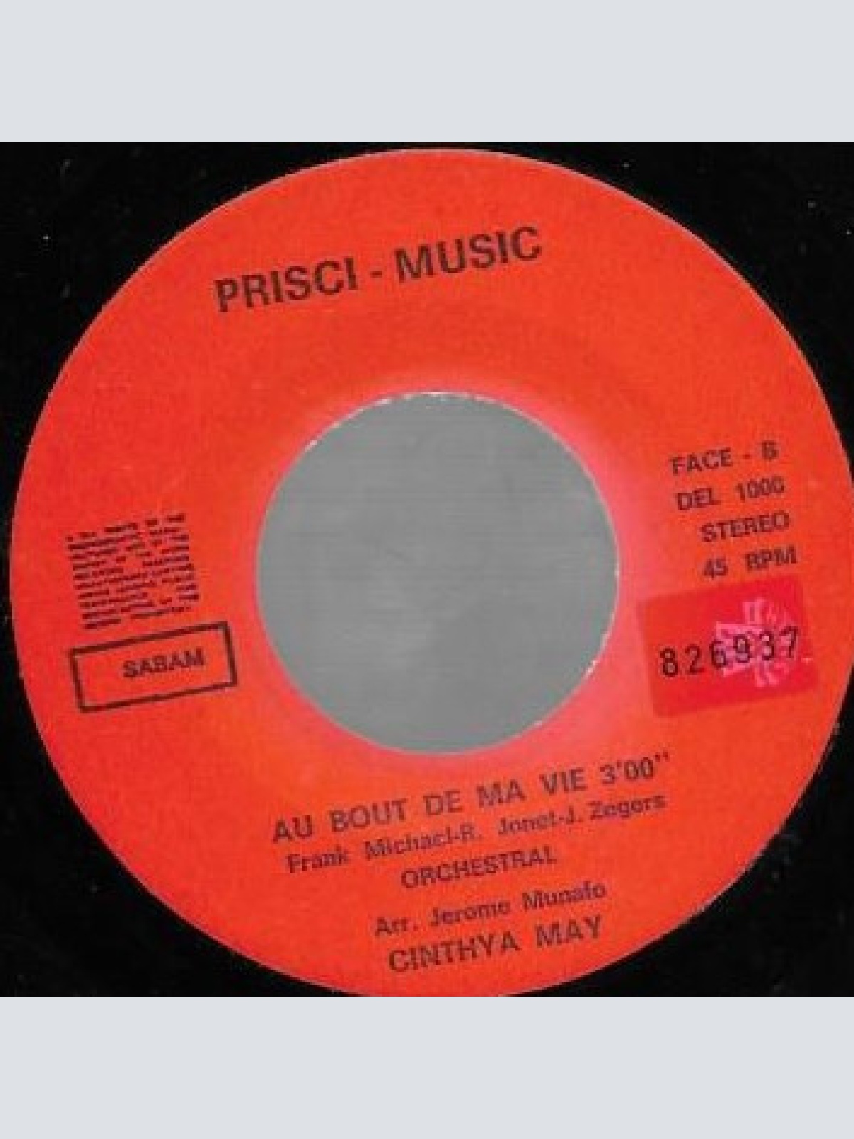 Vinyl / Cinthya May - Au Bout De Ma Vie