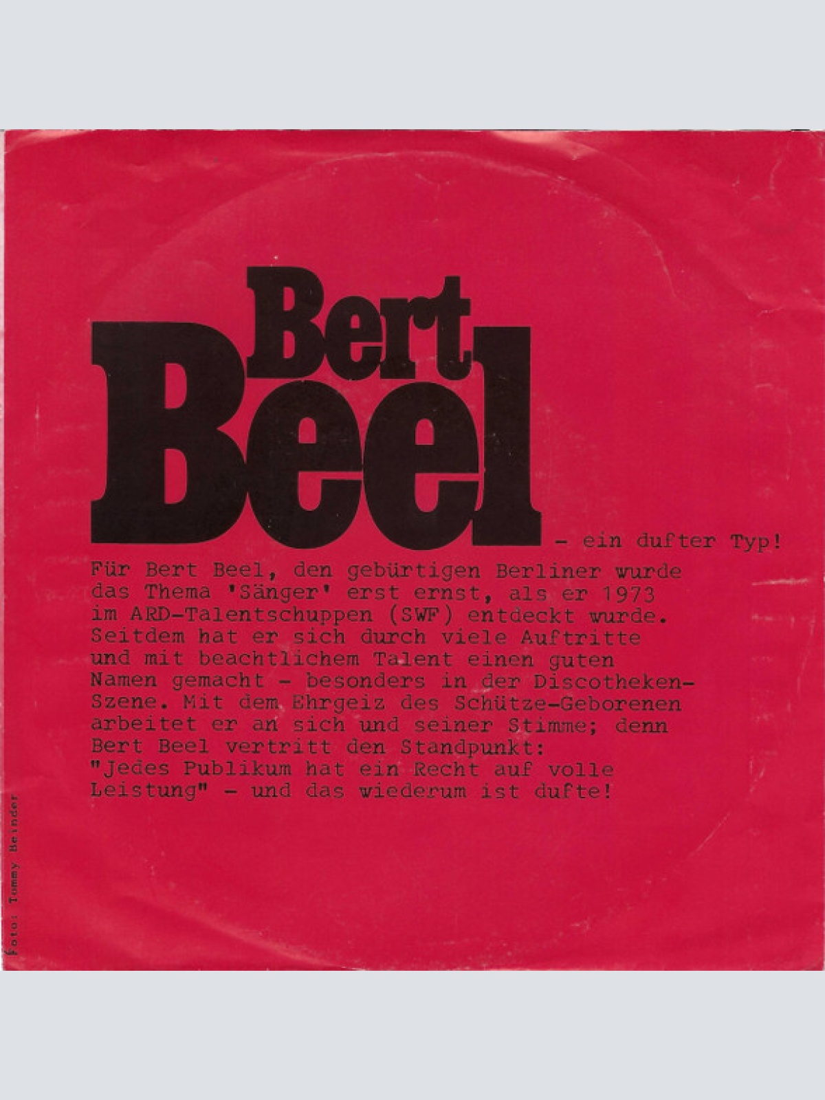 Vinyl / Bert Beel - Oh Tut Das Gut! / Hör Mir Zu