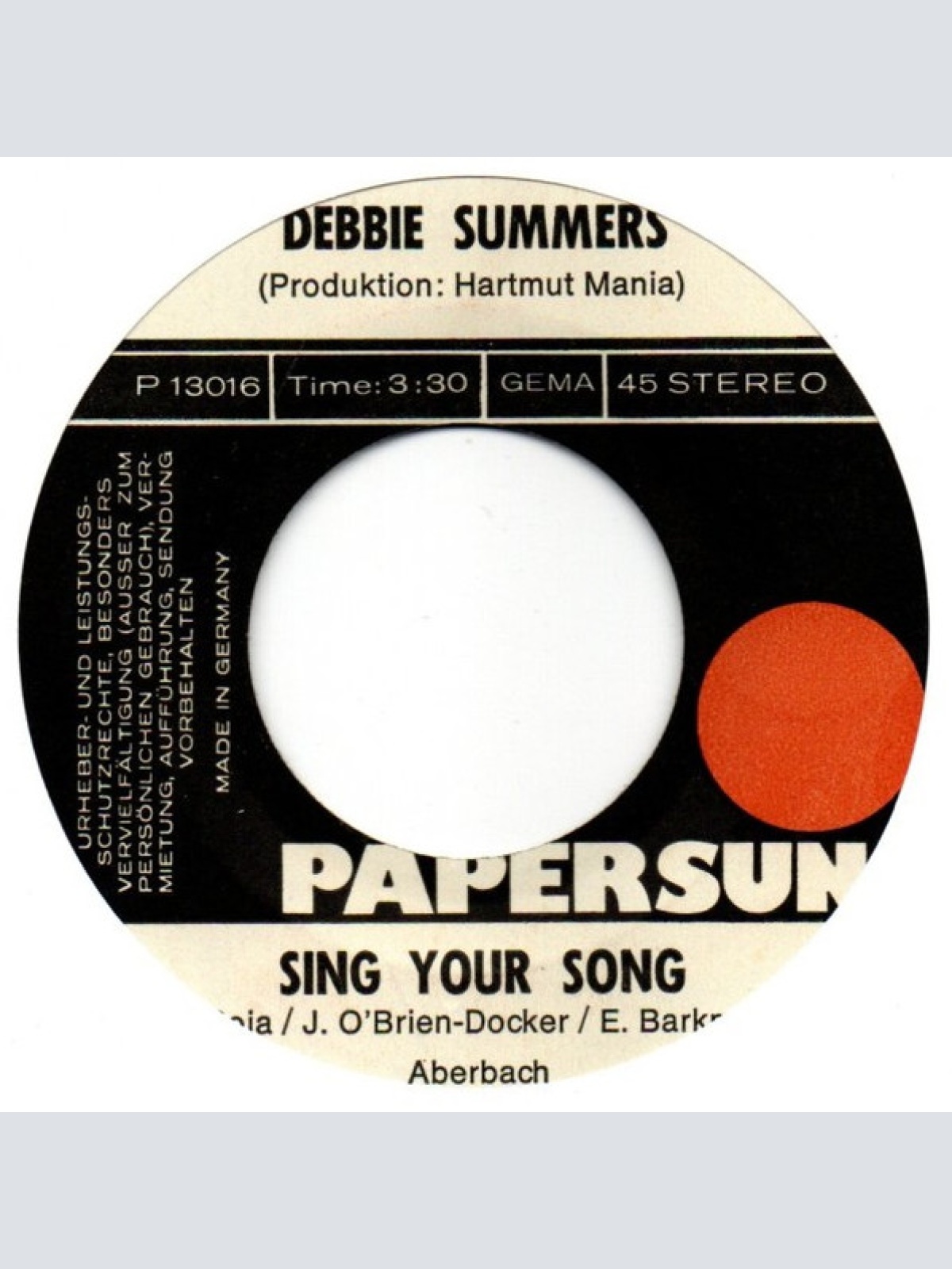 Vinyl / Debbie Summers - Kilimandscharo / Sing Your Song