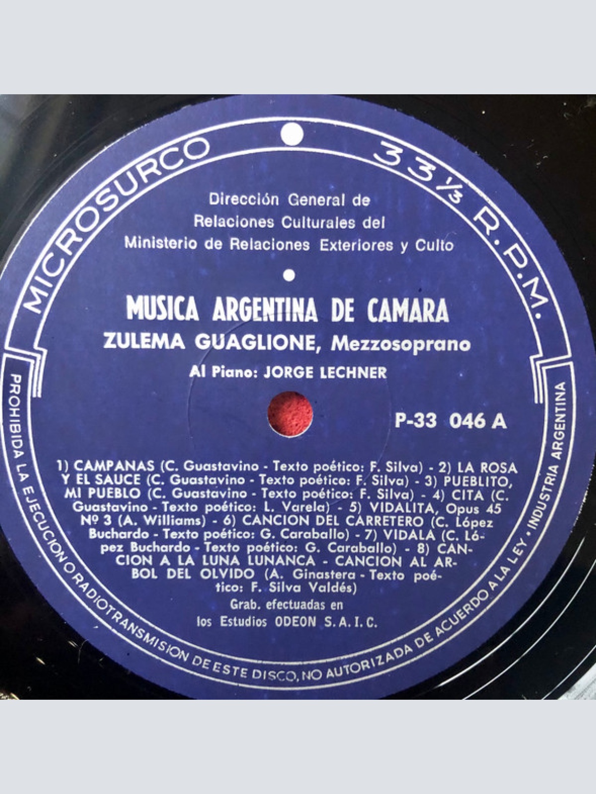 Vinyl / Zulema Guaglione, Jorge Lechner - Musica Argentina De Camara
