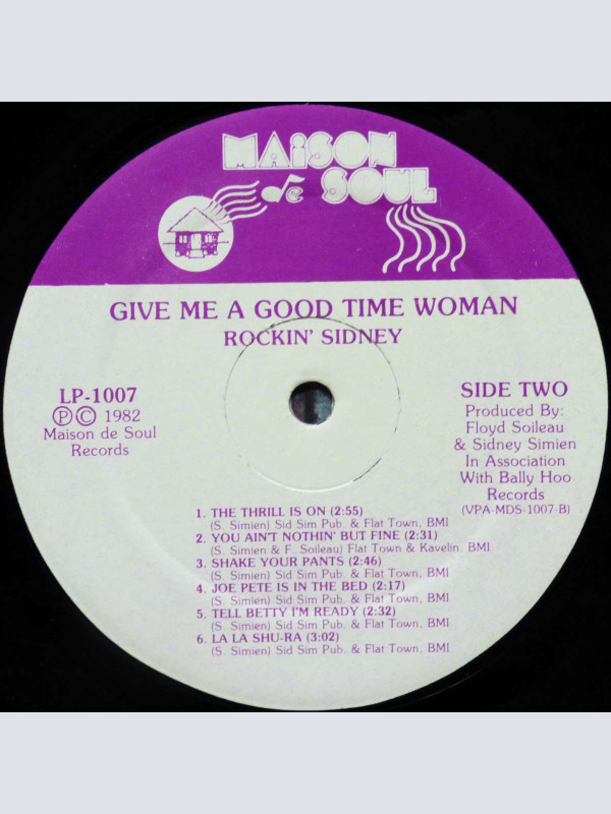 Vinyl / Rockin' Sidney - Give Me A Good Time Woman