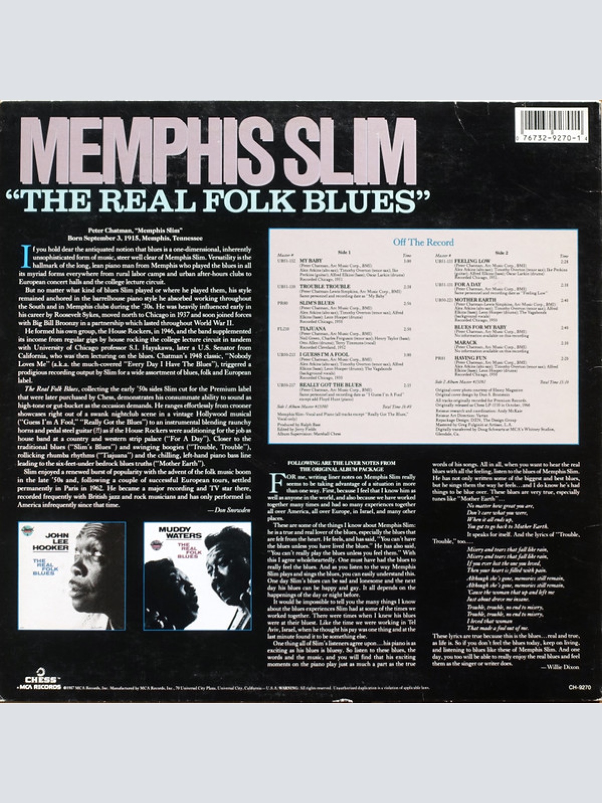 Vinyl / Memphis Slim - The Real Folk Blues