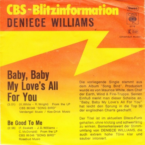 Vinyl / Deniece Williams - Baby, Baby, My Love's All For You