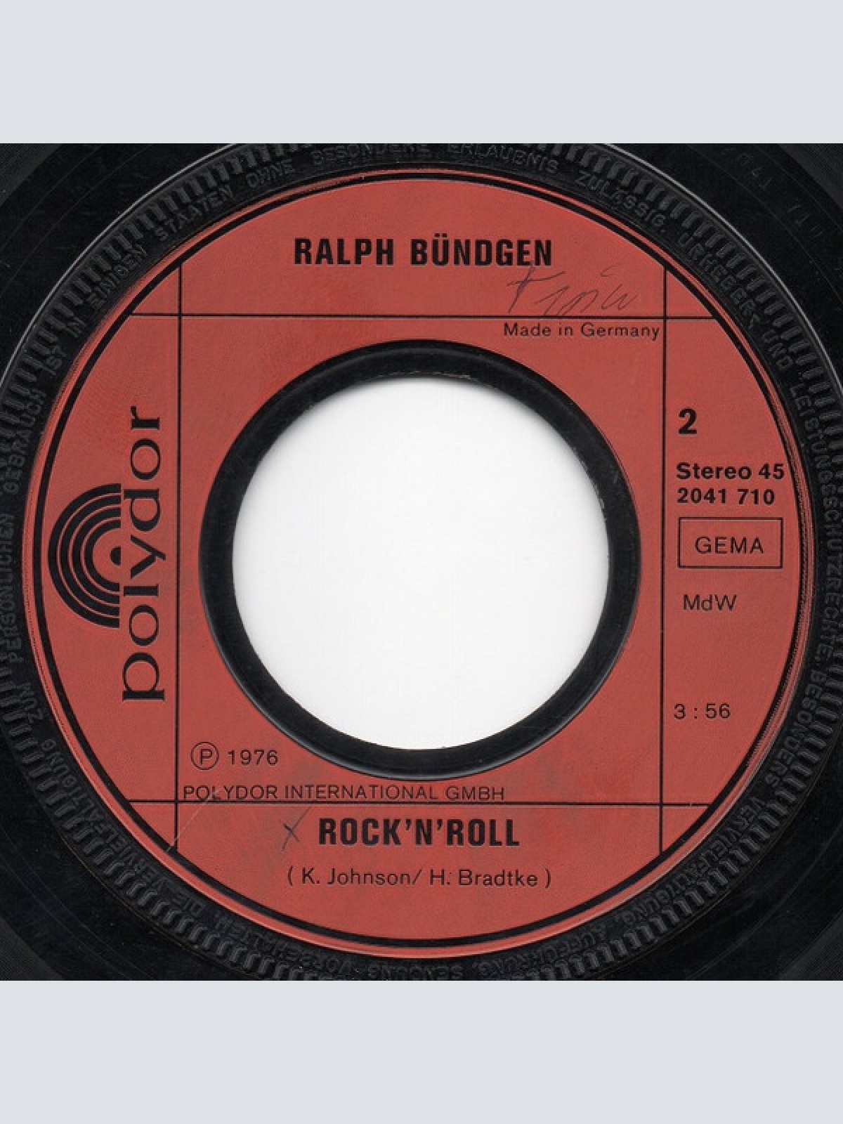 Vinyl / Ralph Bündgen - Auch Bei Dir Klopft Ein Mann An Die Tür / Rock 'N' Roll