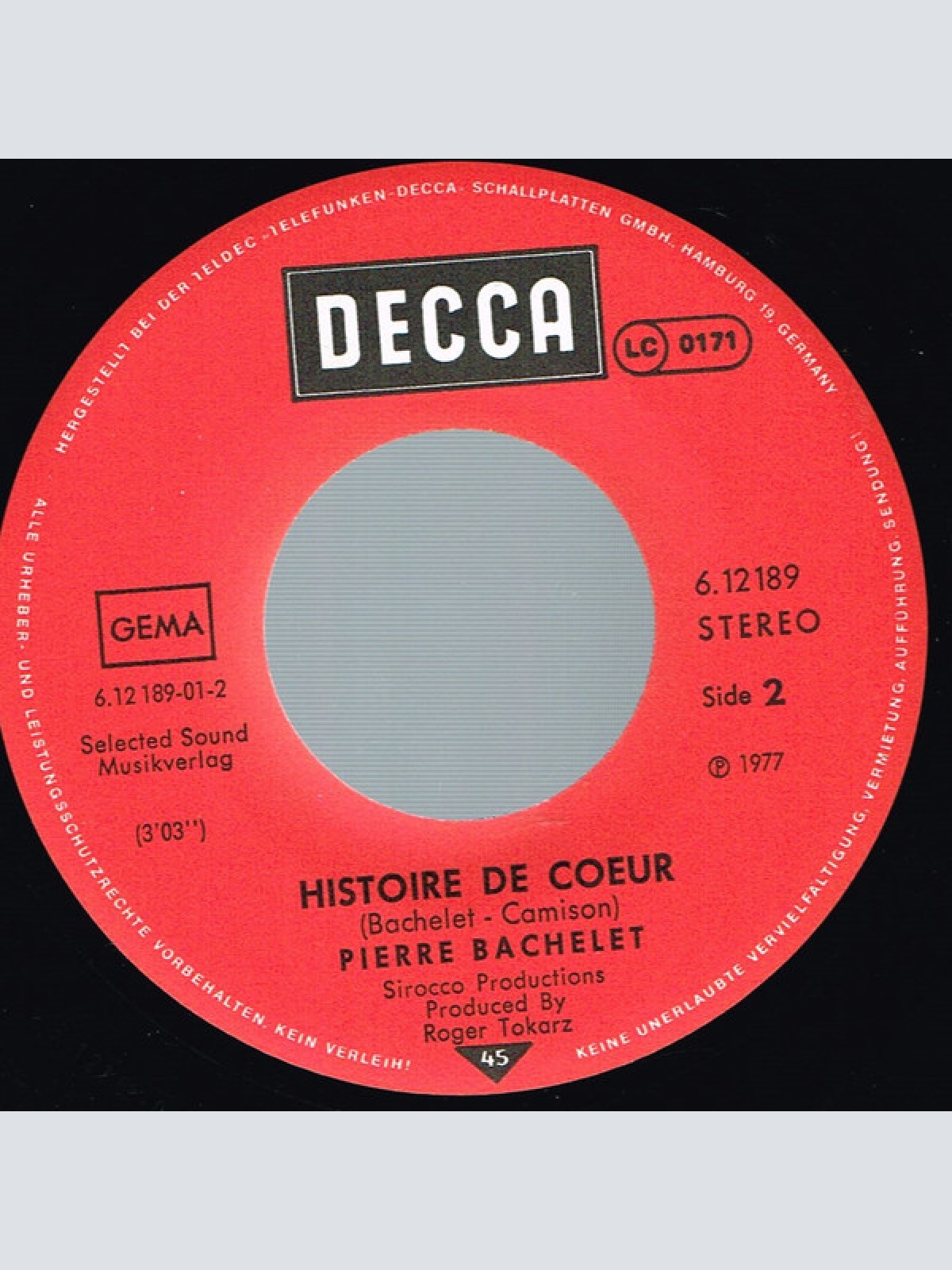 Vinyl / Pierre Bachelet - Baby Bye Bye / Histoire De Cœur